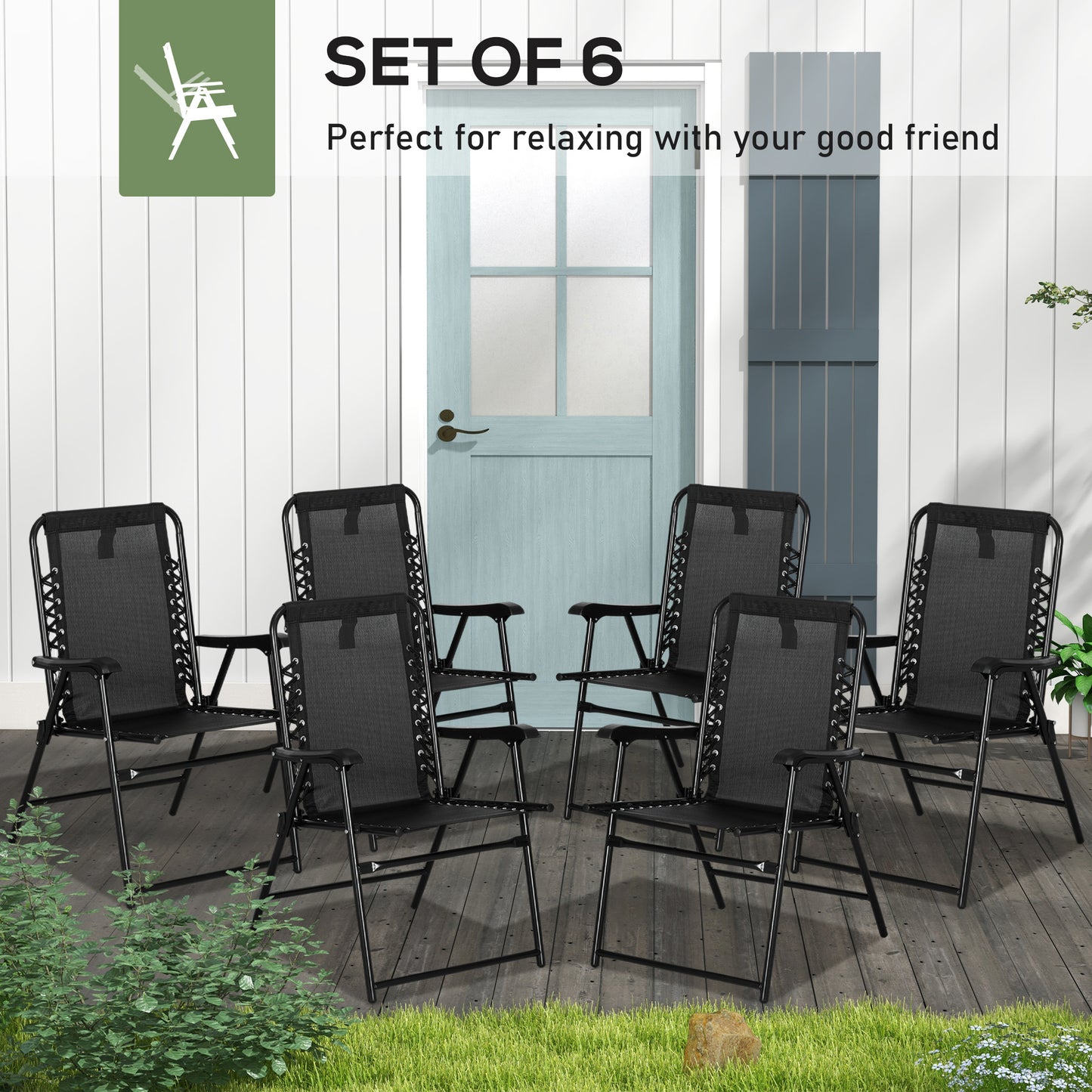 6 Pcs Patio Folding Chair Set