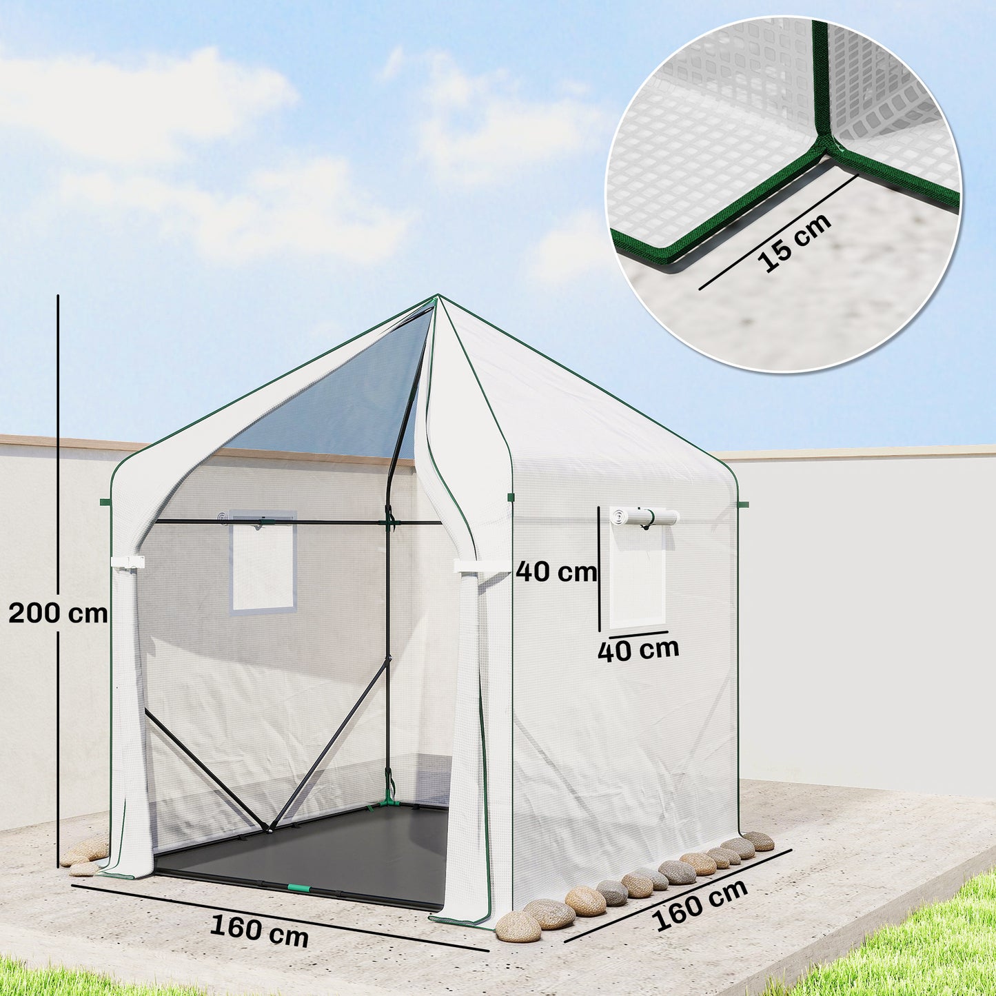 Walk-in Greenhouse for Outdoors with Steel Frame