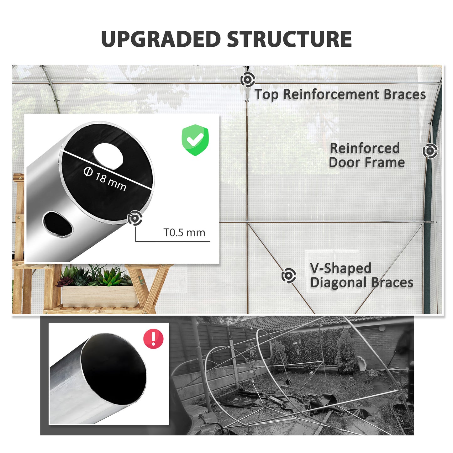 3 x 2(m) Walk-In Tunnel Greenhouse, with Accessories