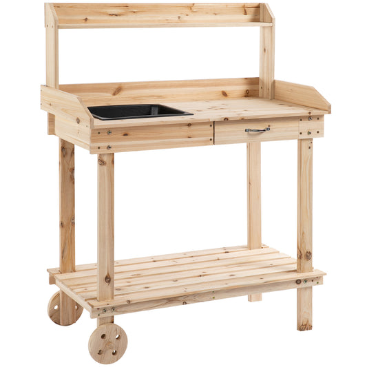 Garden Potting Bench Table, Wooden Work Station