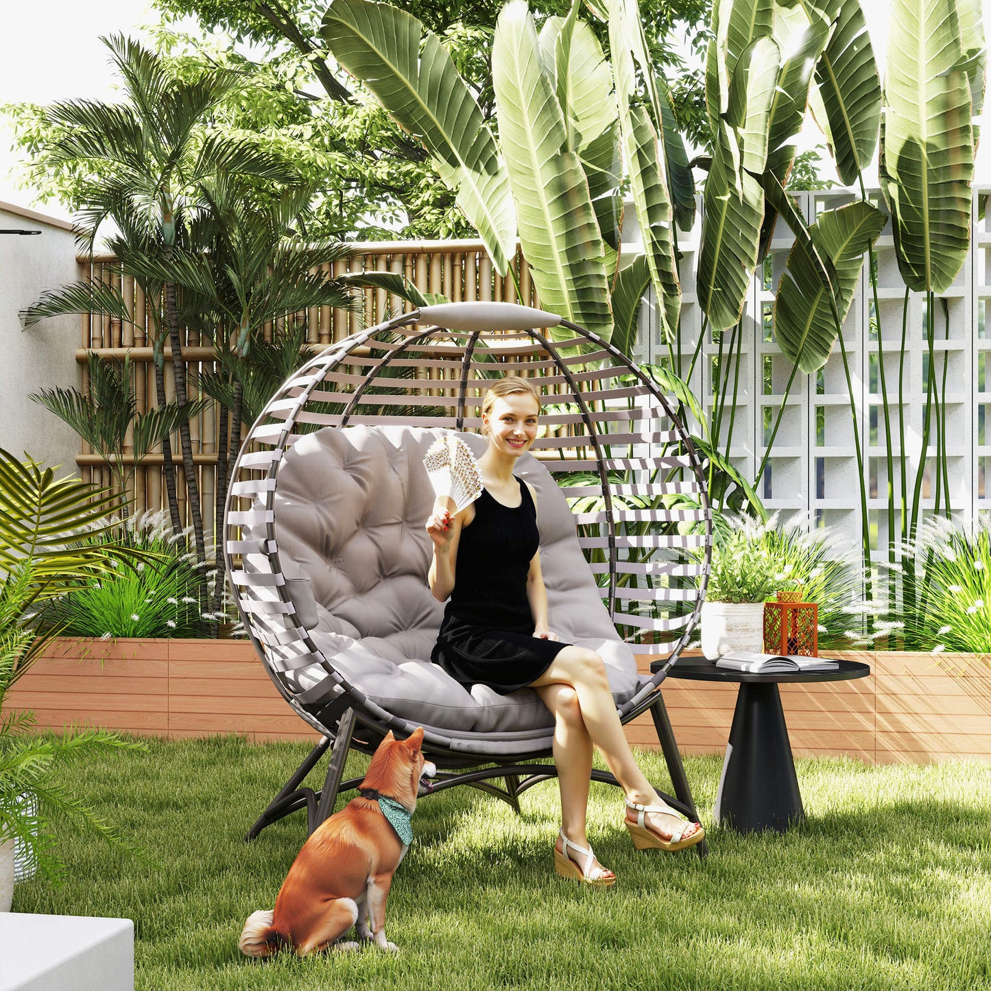 Egg Chair with Cushion & Side Pocket
