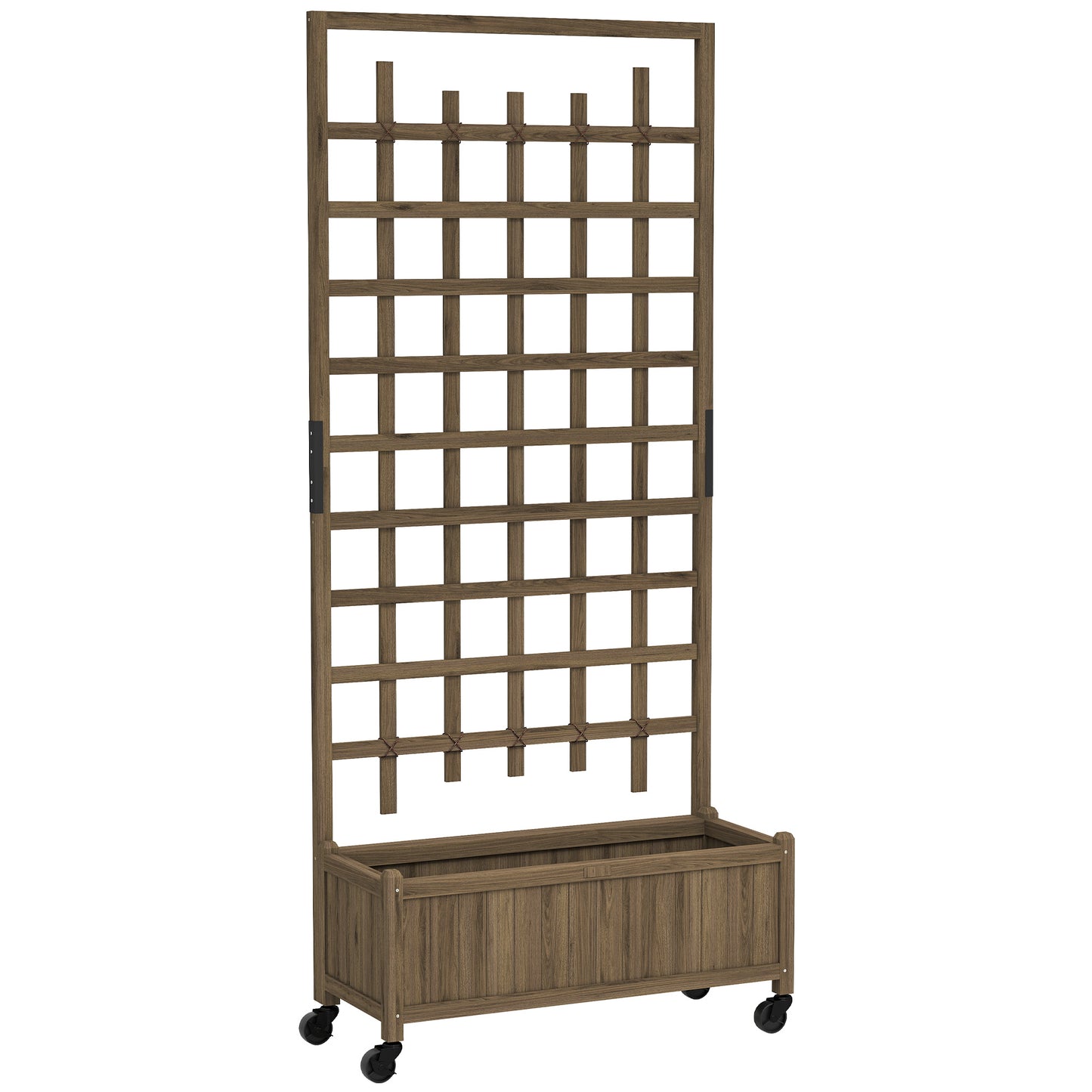 Wooden Trellis Planter, Raised Garden Bed with Wheels