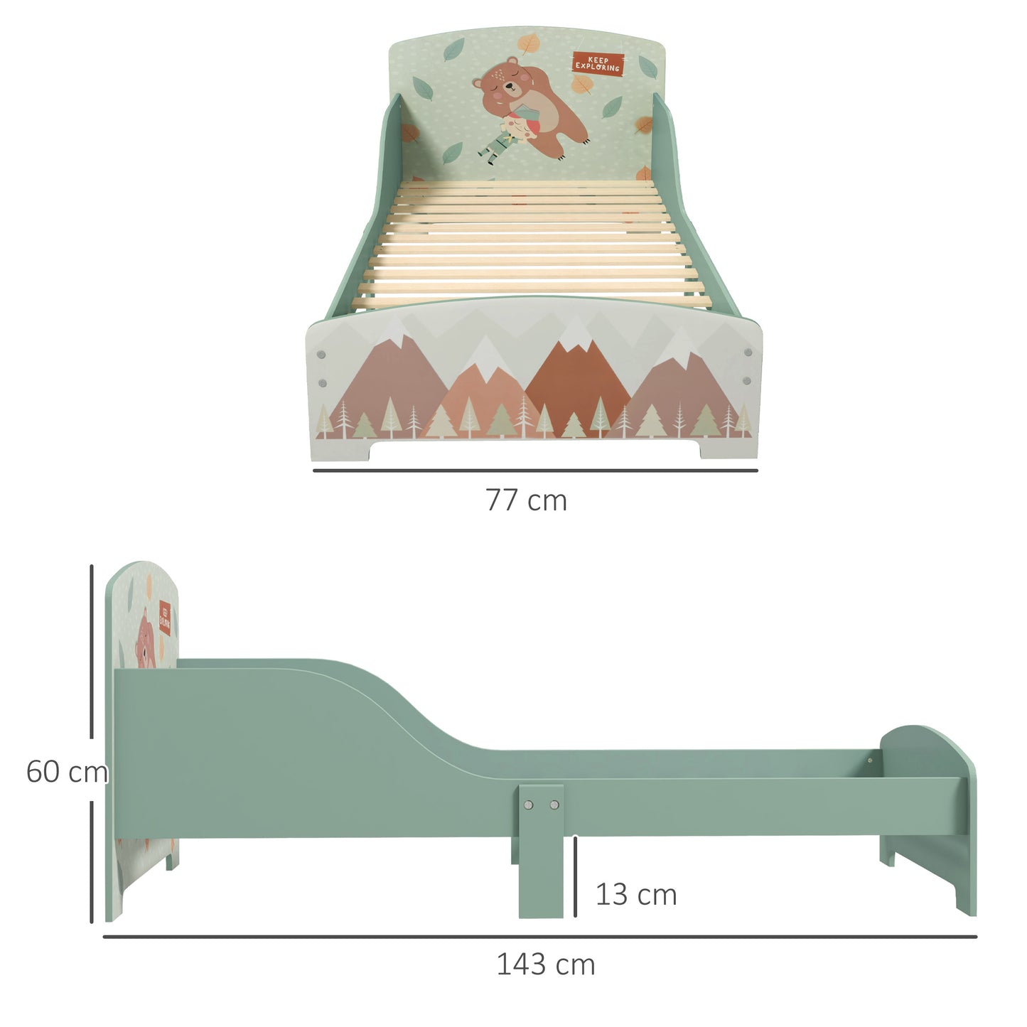 Toddler Bed Frame, Kids Bedroom Furniture for Ages 3-6 Years