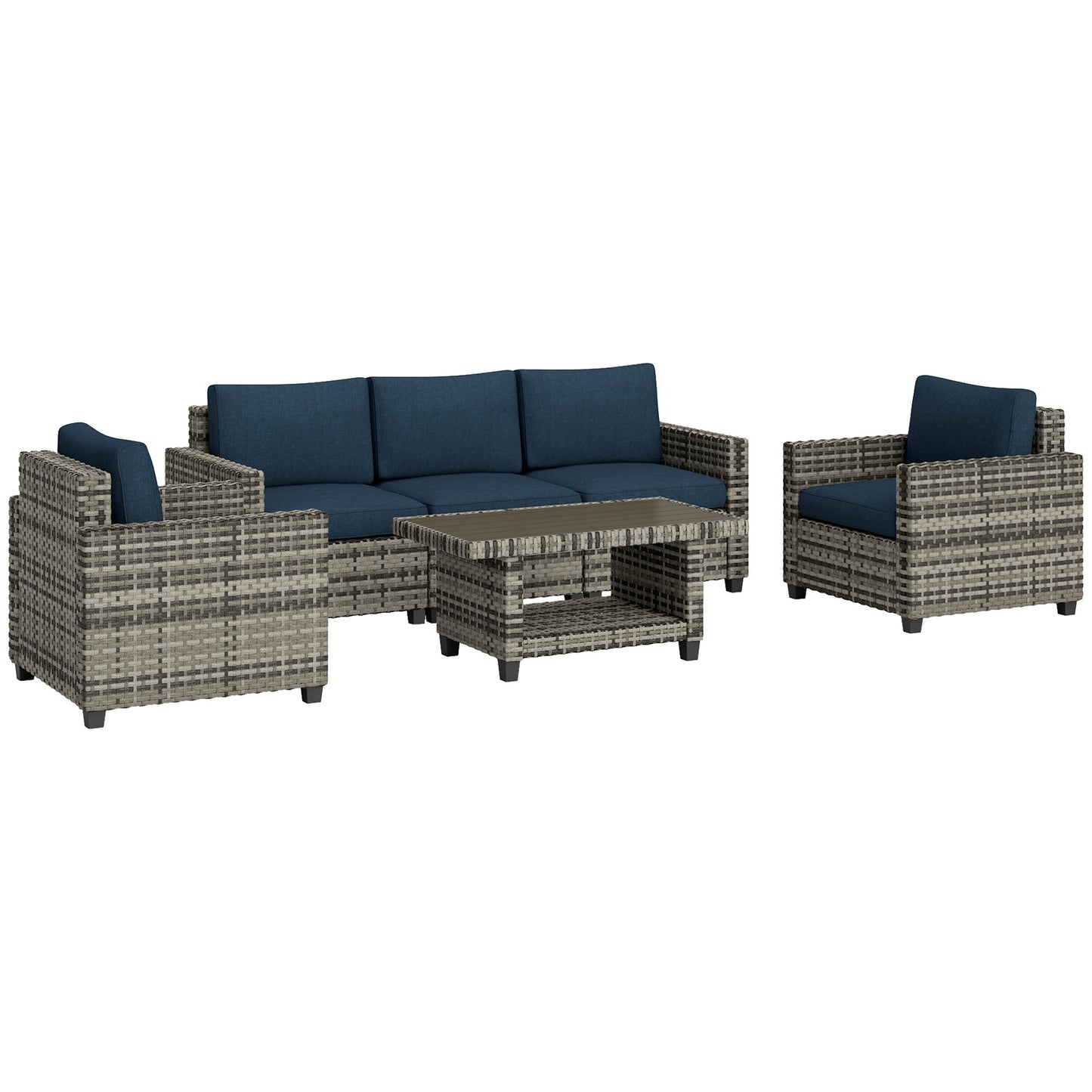 Six-Piece Modular Rattan Sofa Set