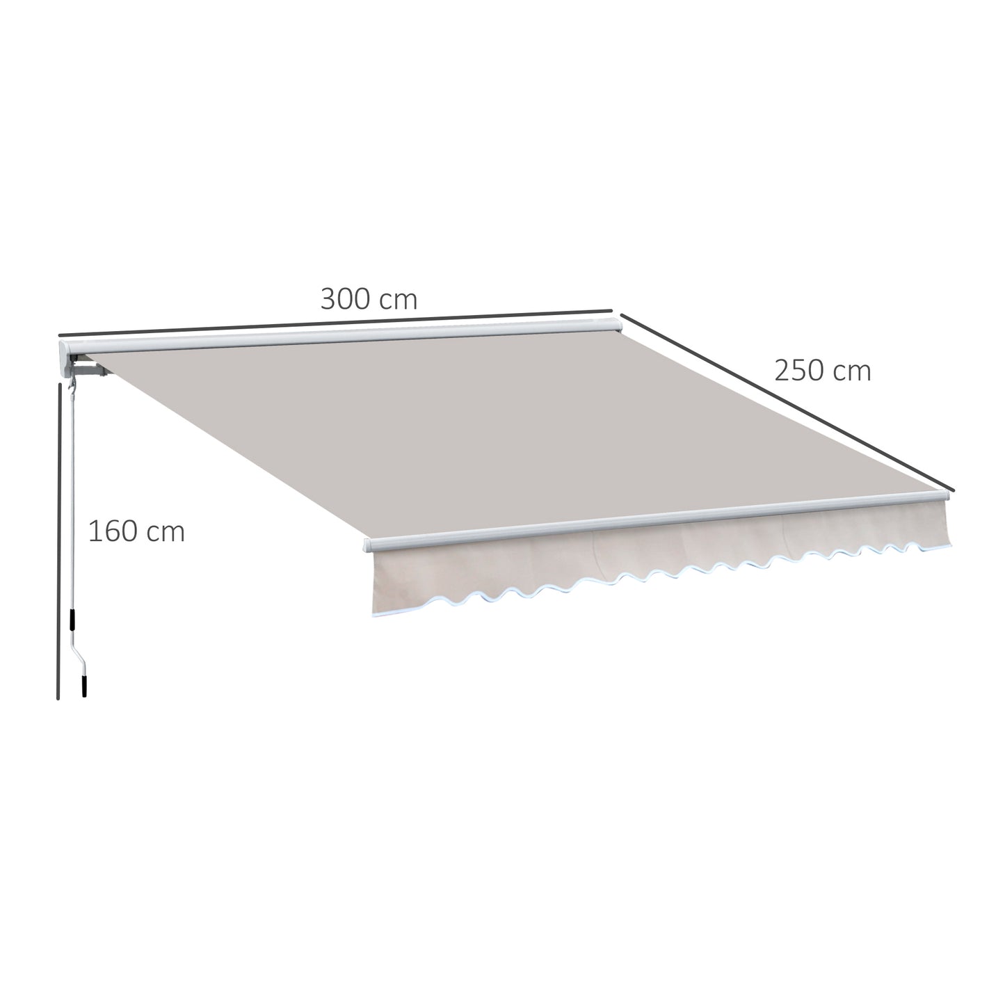 2.95Lx2.5M  Retractable Manual/Electric Awning-Cream White/White