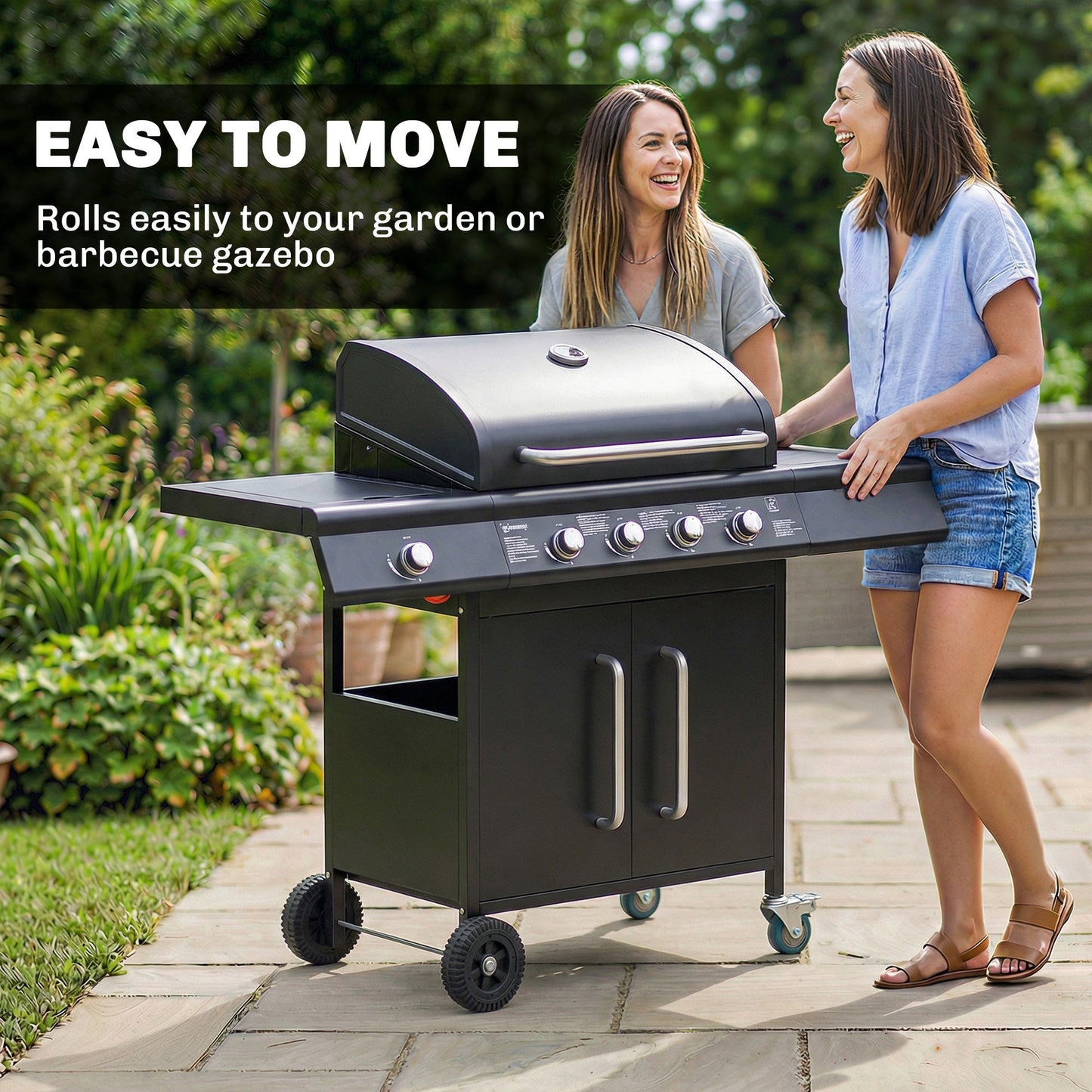4+1 Burner Gas BBQ Grill with Storage Cabinet