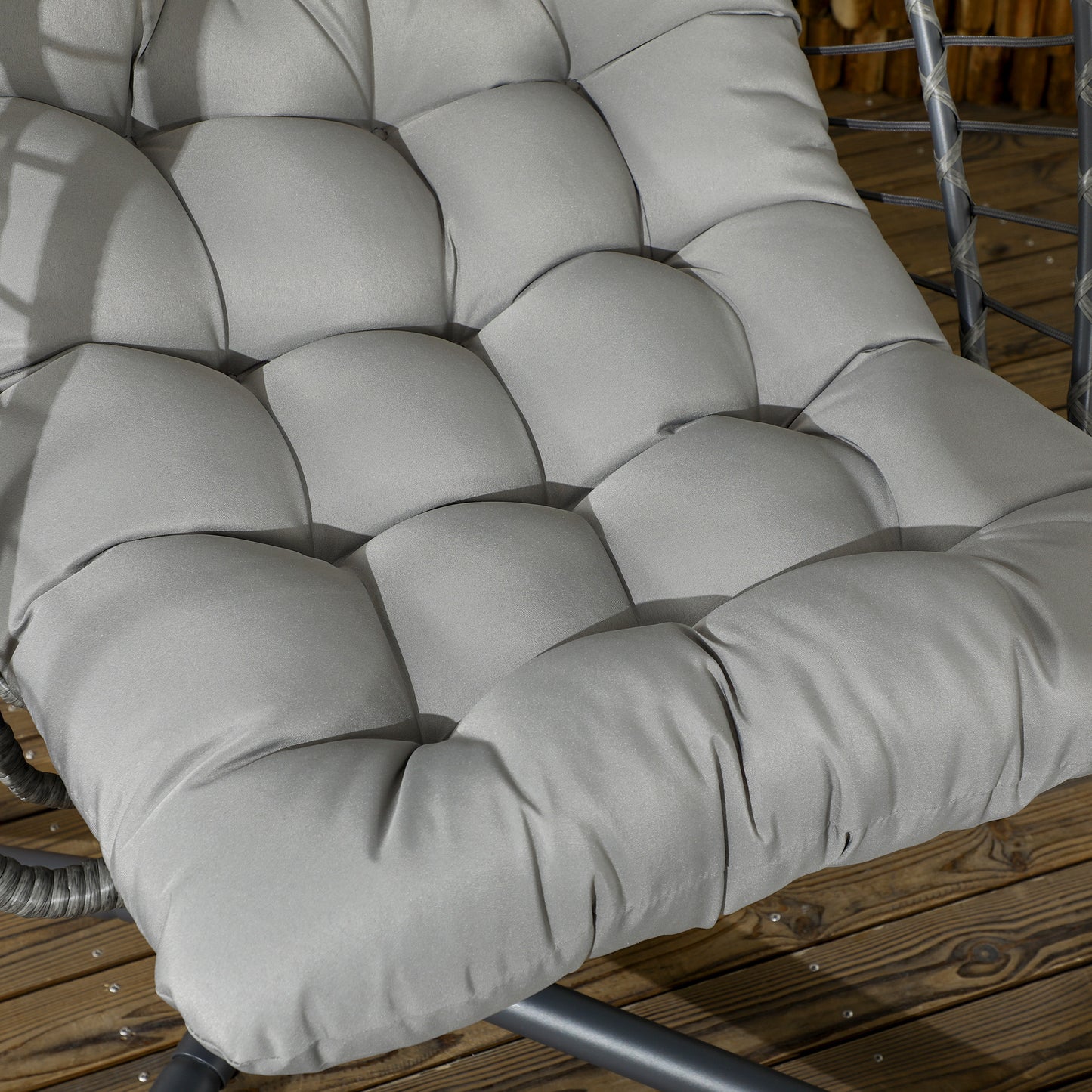 Outdoor PE Rattan Swing Chair with Foldable Basket and Cushion