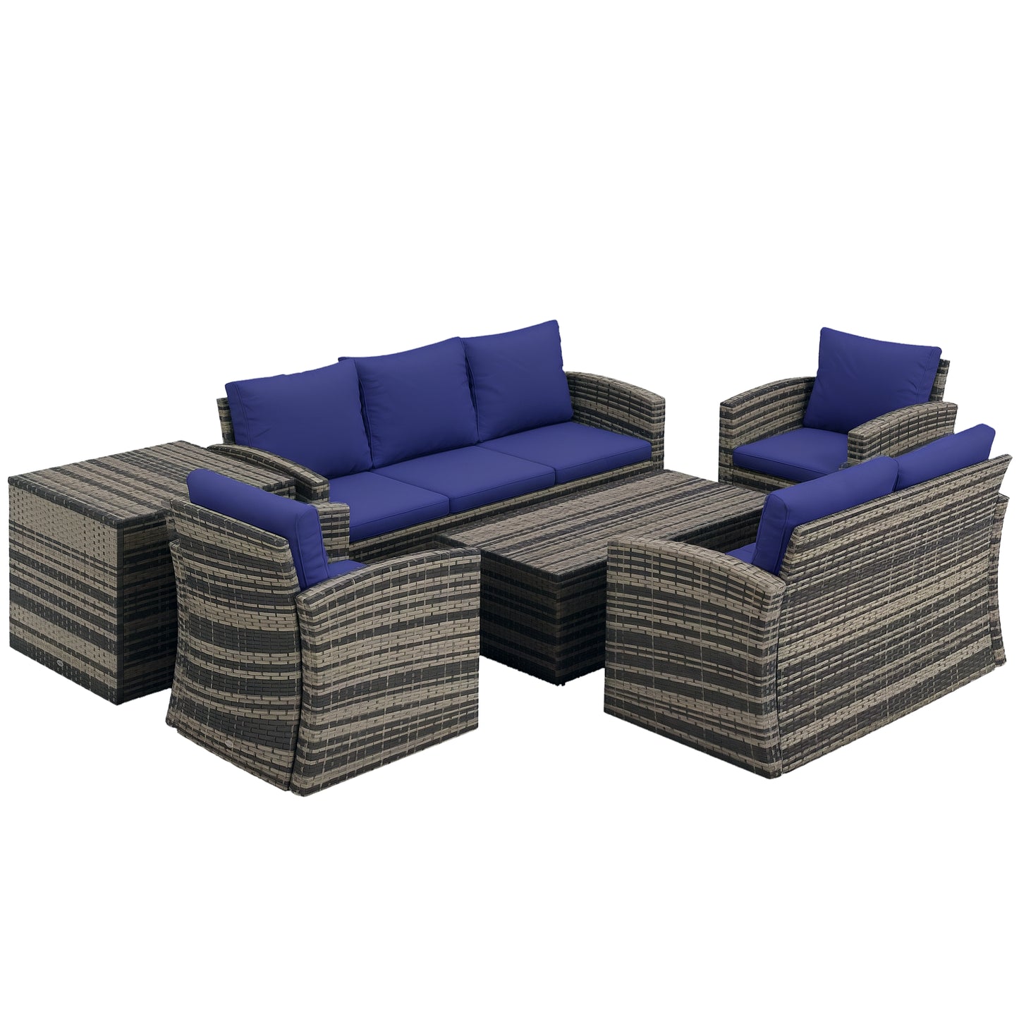 6 Pieces Rattan Garden Furniture Set