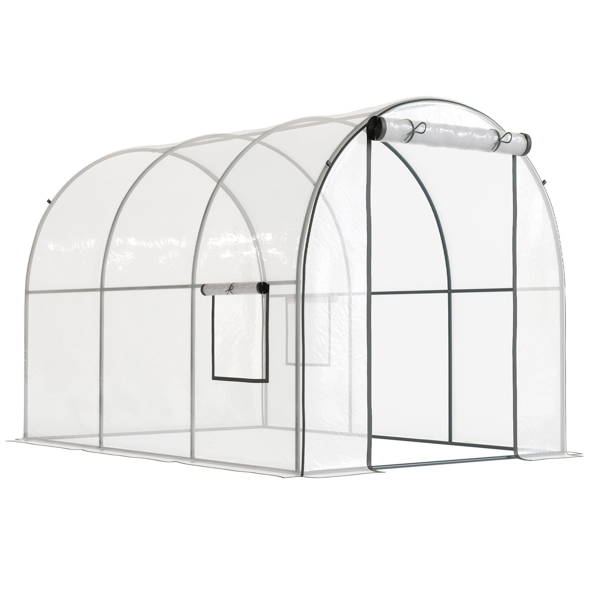 Polytunnel Greenhouse Walk-in Grow House with Plasric Cover, Door