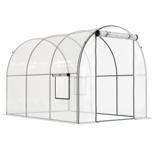 Polytunnel Greenhouse Walk-in Grow House with Plasric Cover, Door