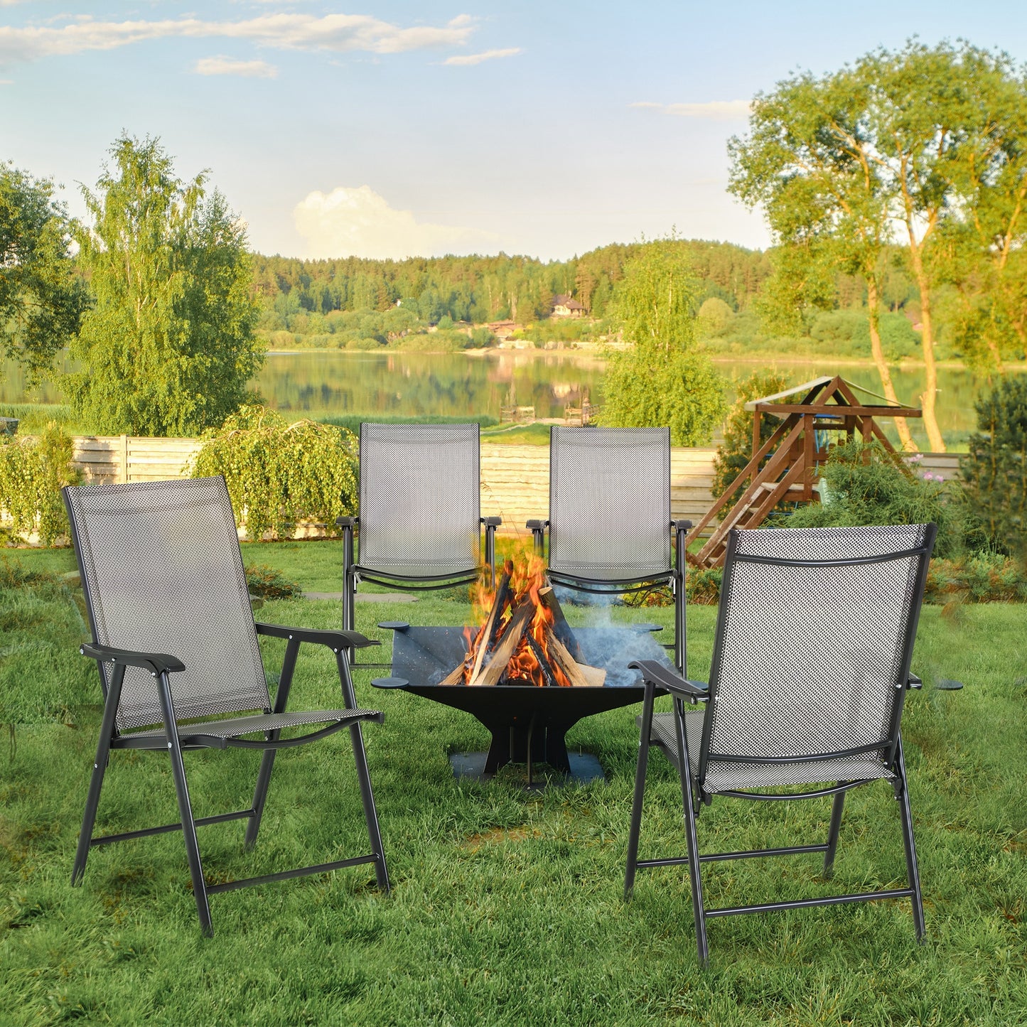 Set of Four Folding Garden Chairs
