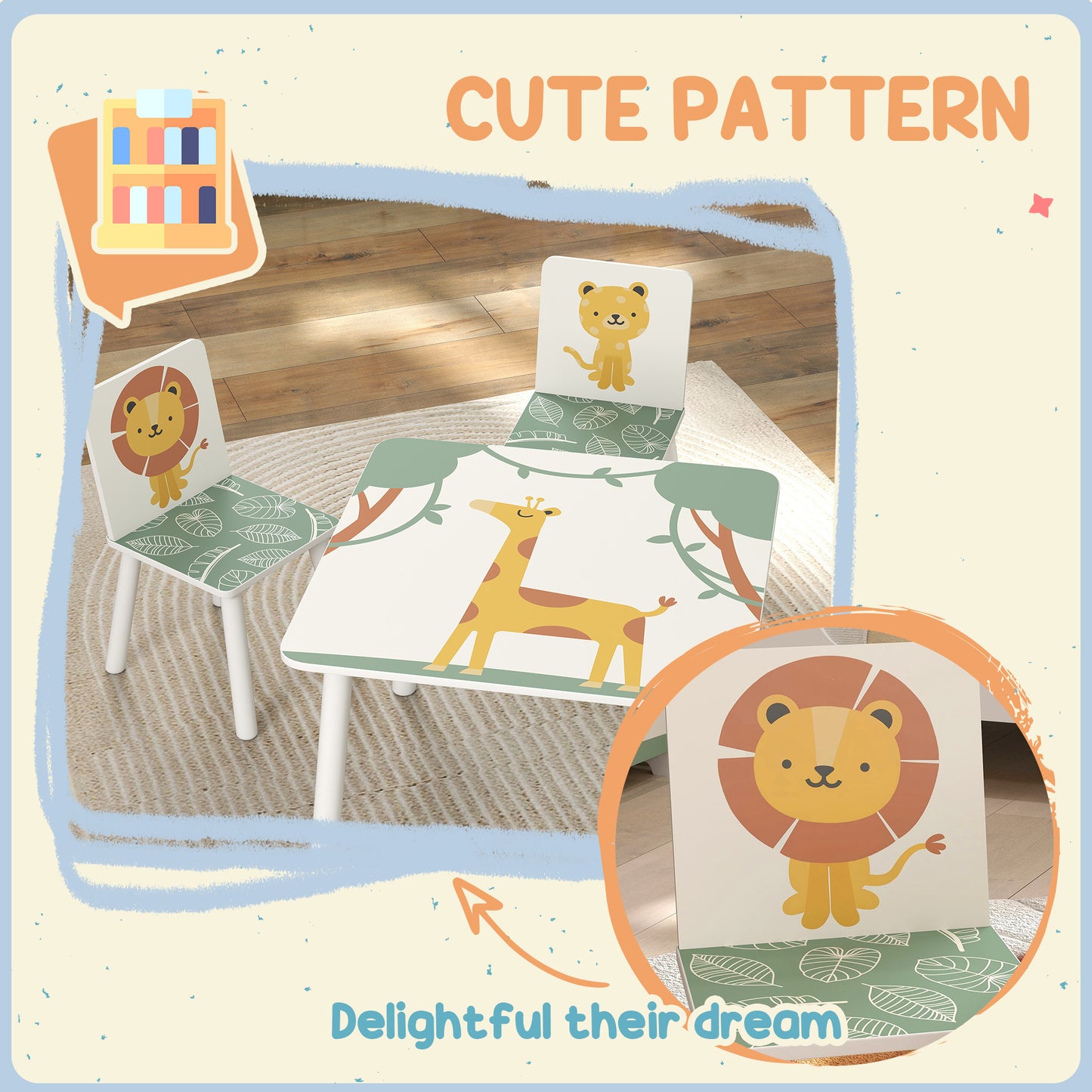 3-Piece Toddler Table and Chair Set