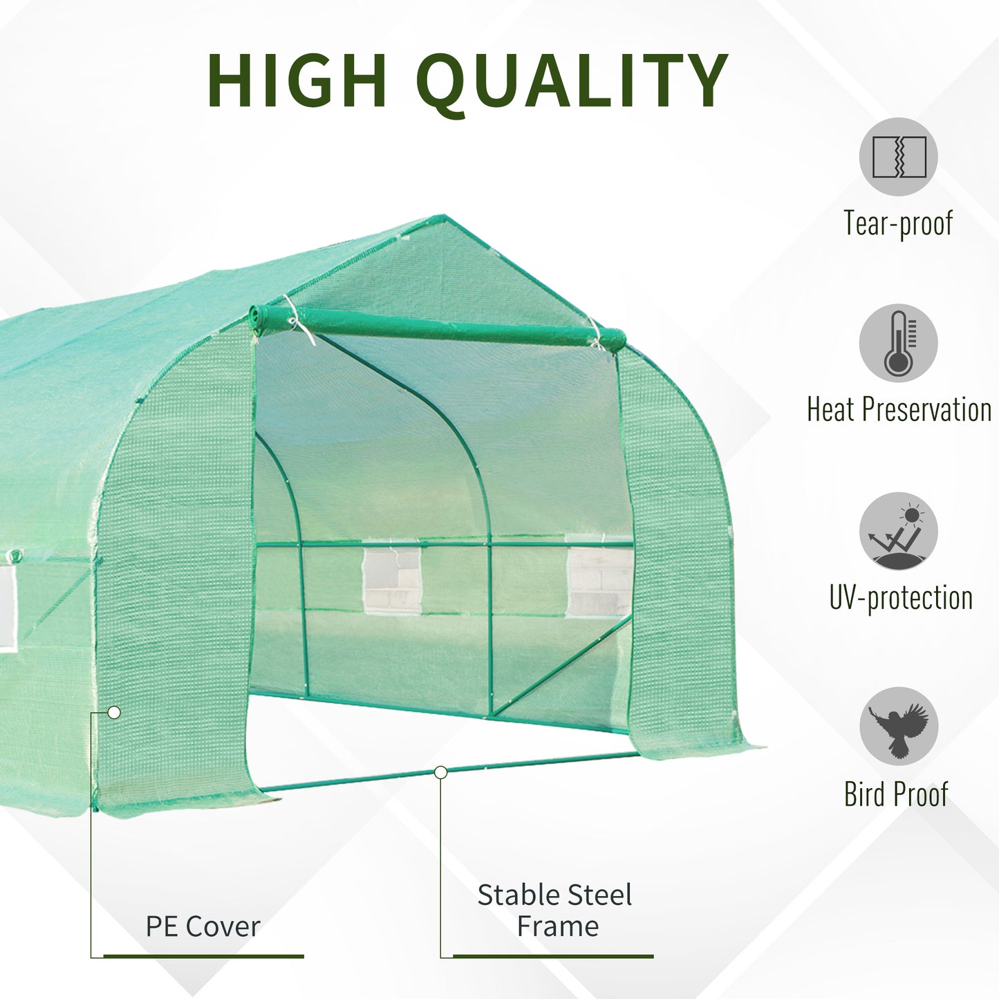 Polytunnel Greenhouse with Windows and Door (1)