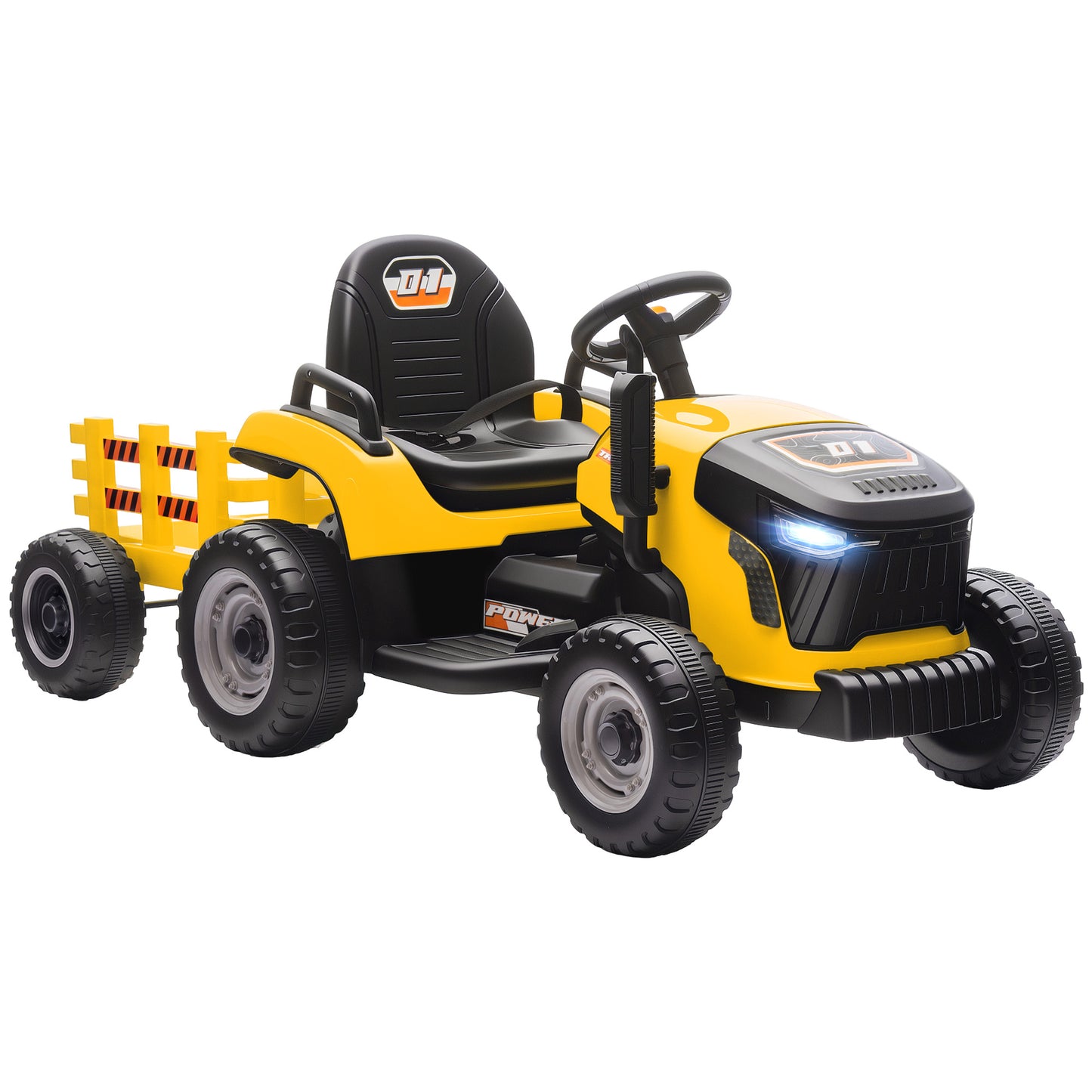 12V Ride on Tractor and Trailer with Remote Control, Music, Shifter