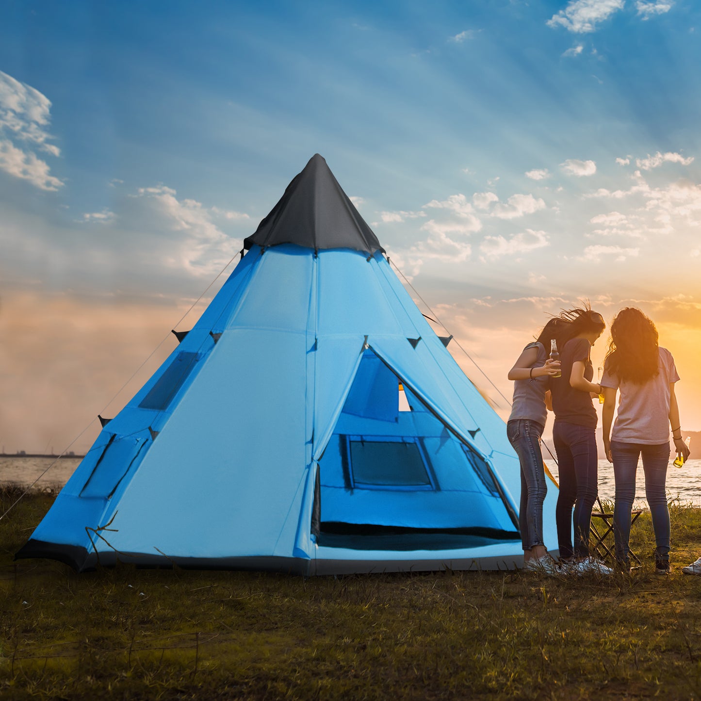 6 Men Tipi Tent with Carry Bag