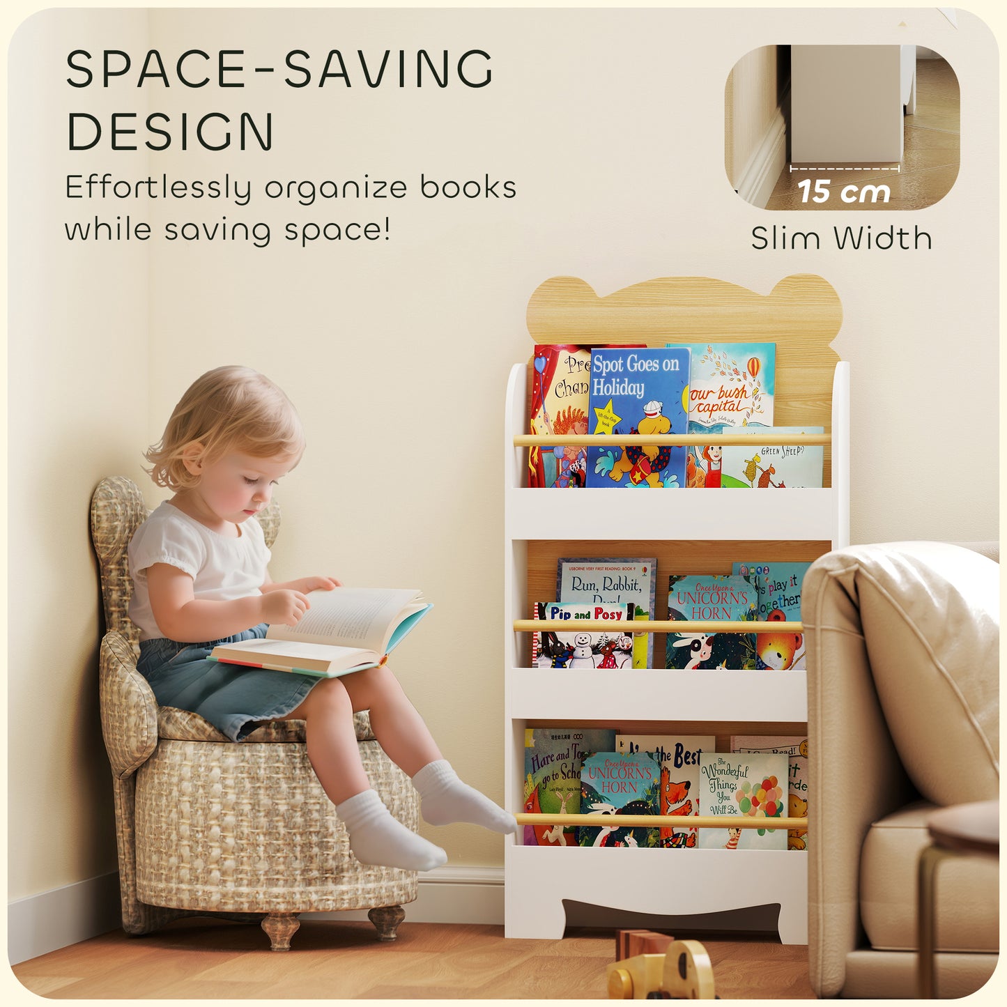 Kids Bookshelf, 3 Tier Children Bookcase