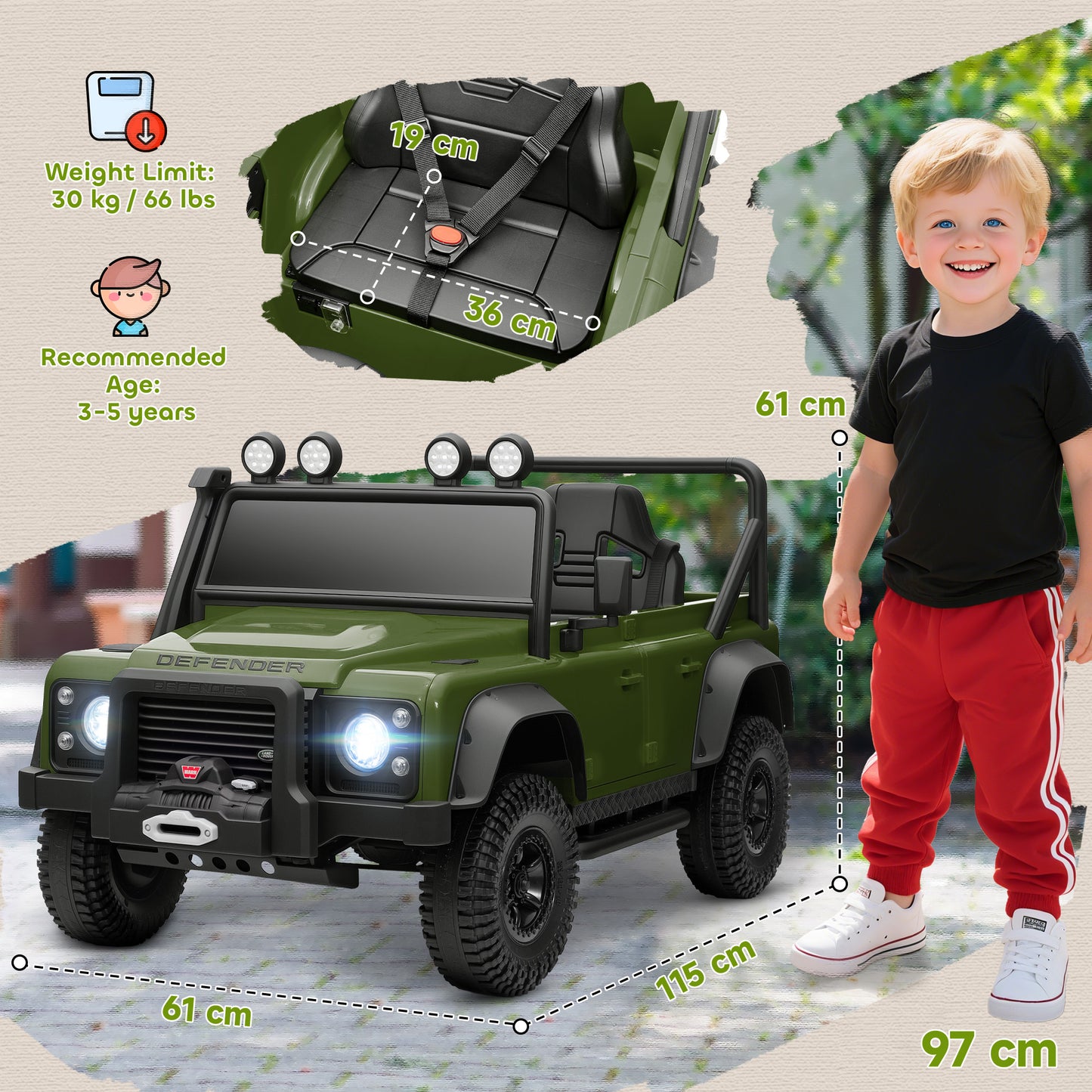 Kids Ride On Car with Remote Control, Music, Horn