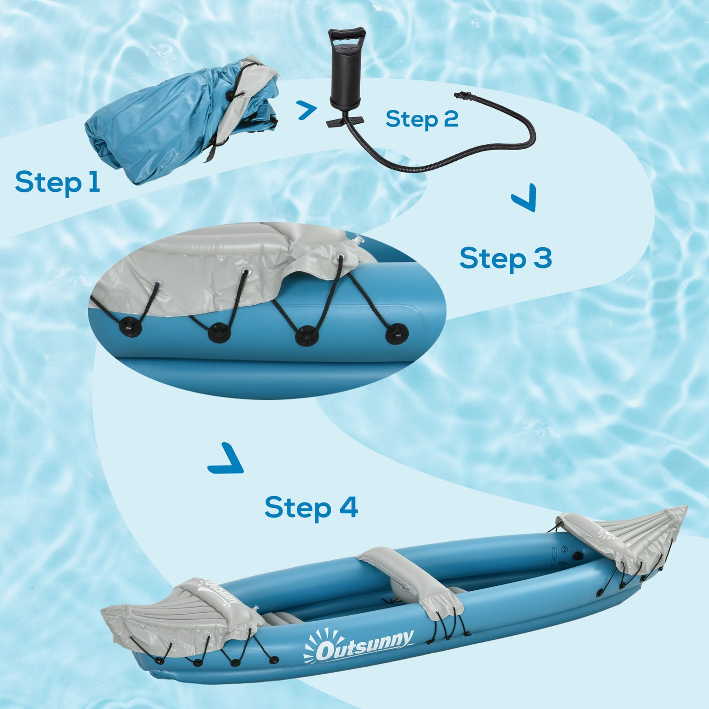 Inflatable Kayak, Two-Person Inflatable Canoe Boat Set with Air Pump