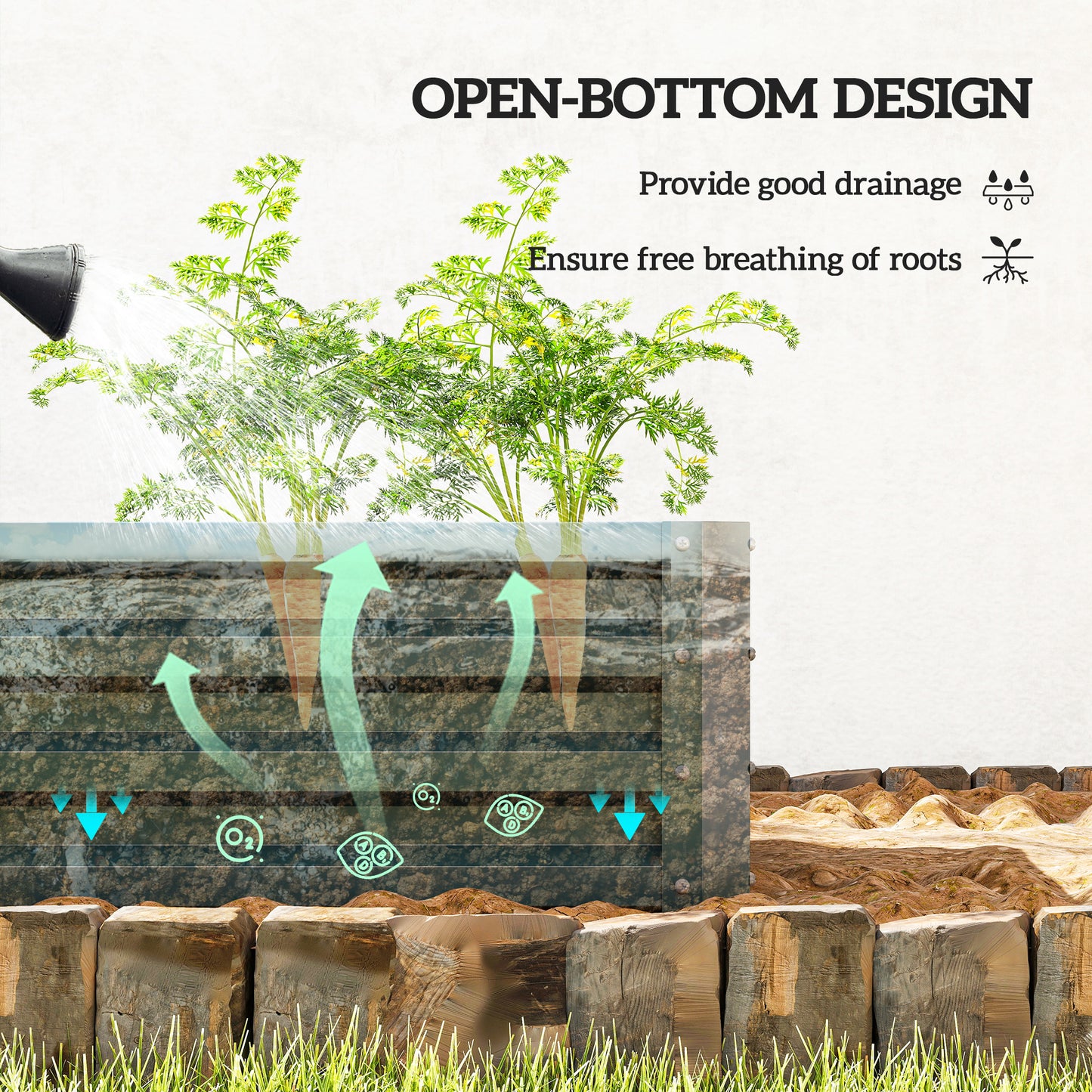 Set of Two 110 x 65cm Steel Planter Boxes