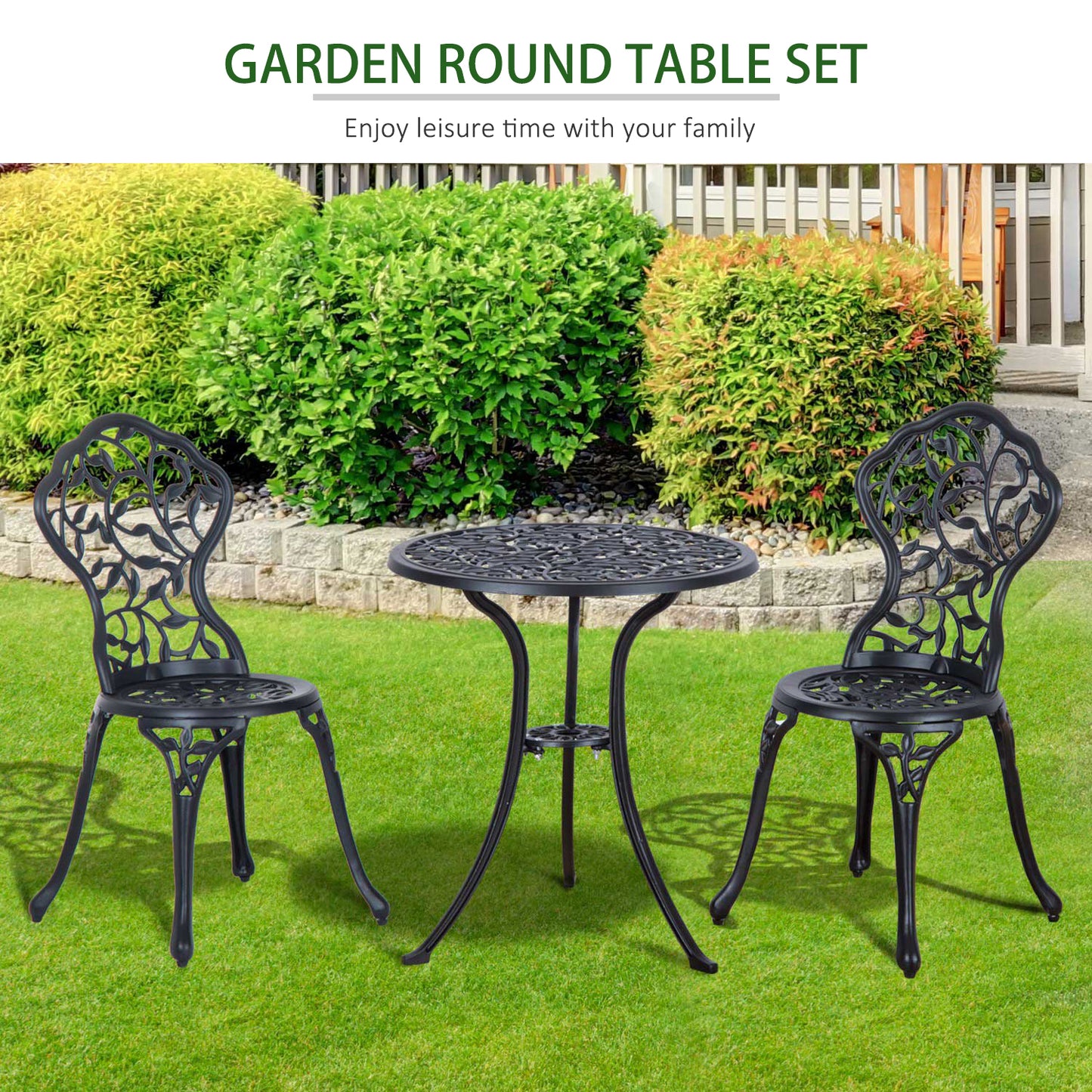 3 Pcs Aluminium Bistro Set Garden Furniture Dining Table Chairs