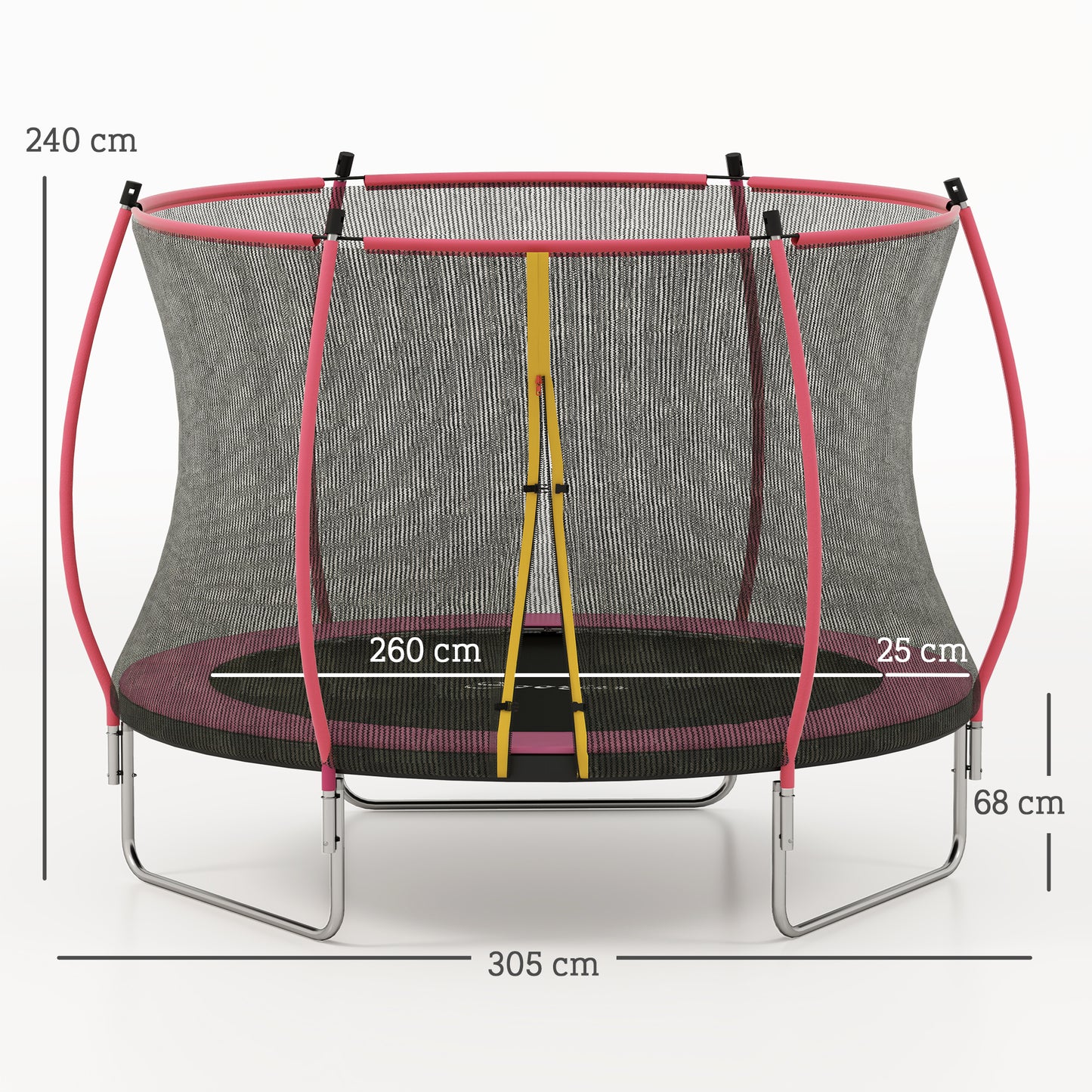 10ft Outdoor Trampoline with Enclosure Net, Spring Cover