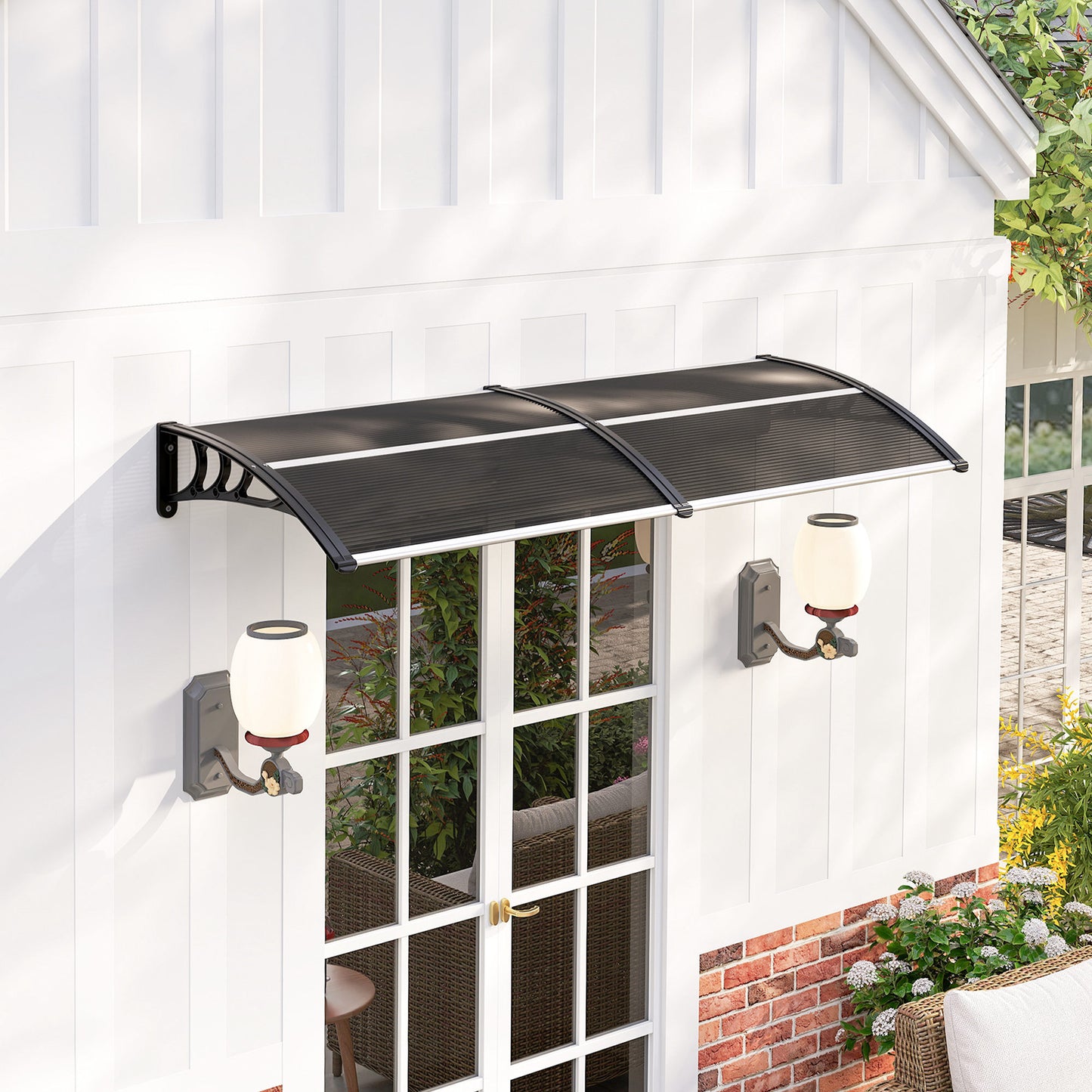 Front Door Canopy Outdoor Awning Aluminium Rigid Plastic (1)