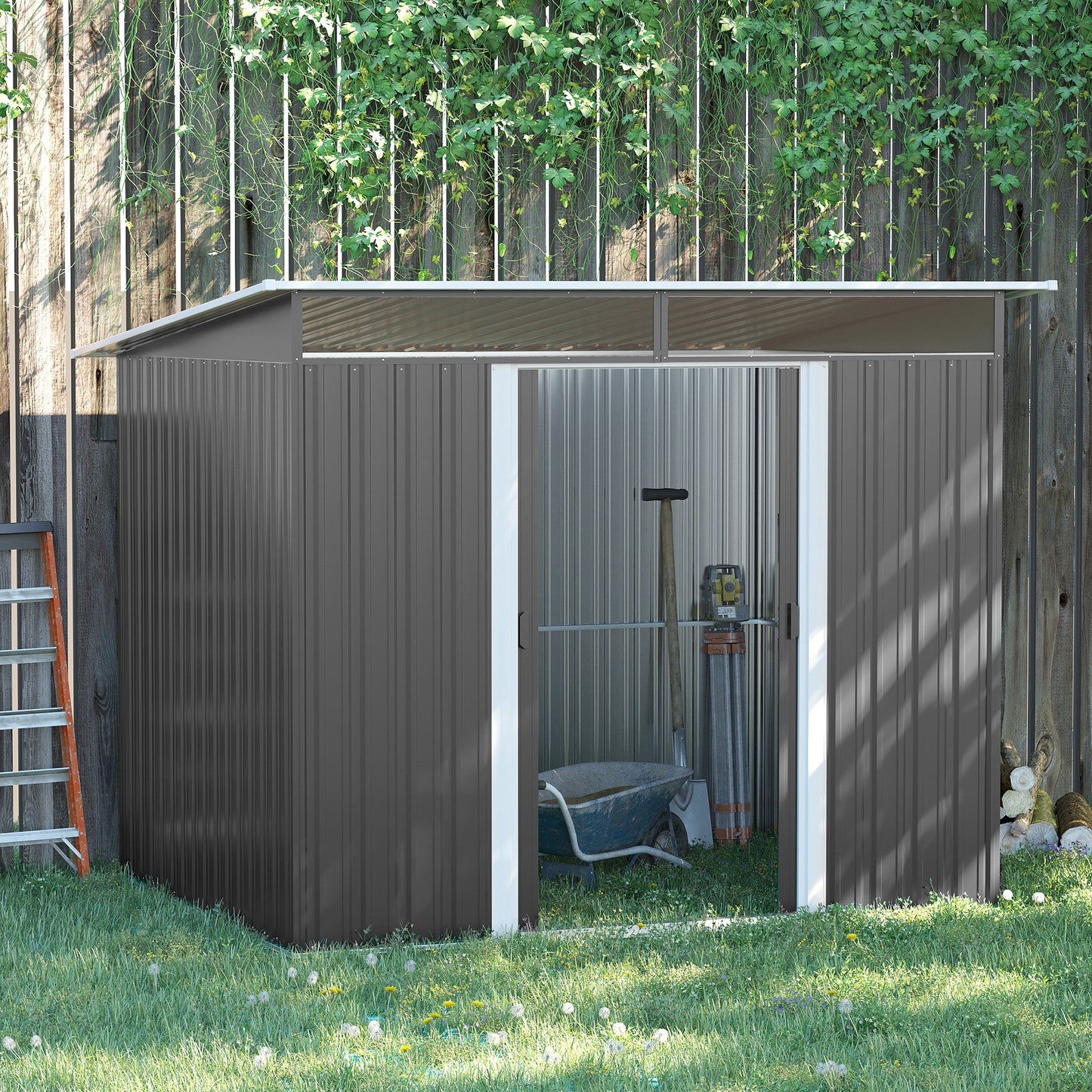 6x8 Metal Garden Shed, Sloped Roof Shed