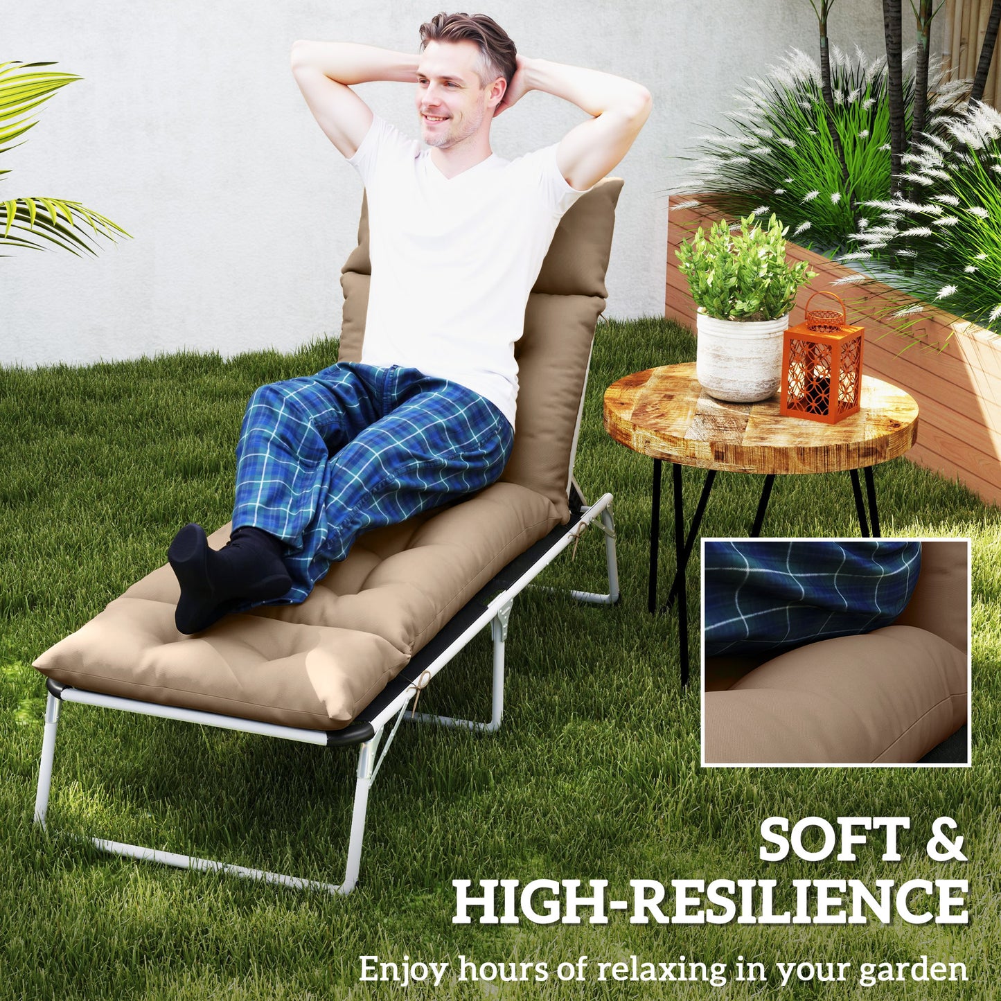 Sun Lounger Cushion Only, 190 x 56 x 10 cm Garden Lounge Chair