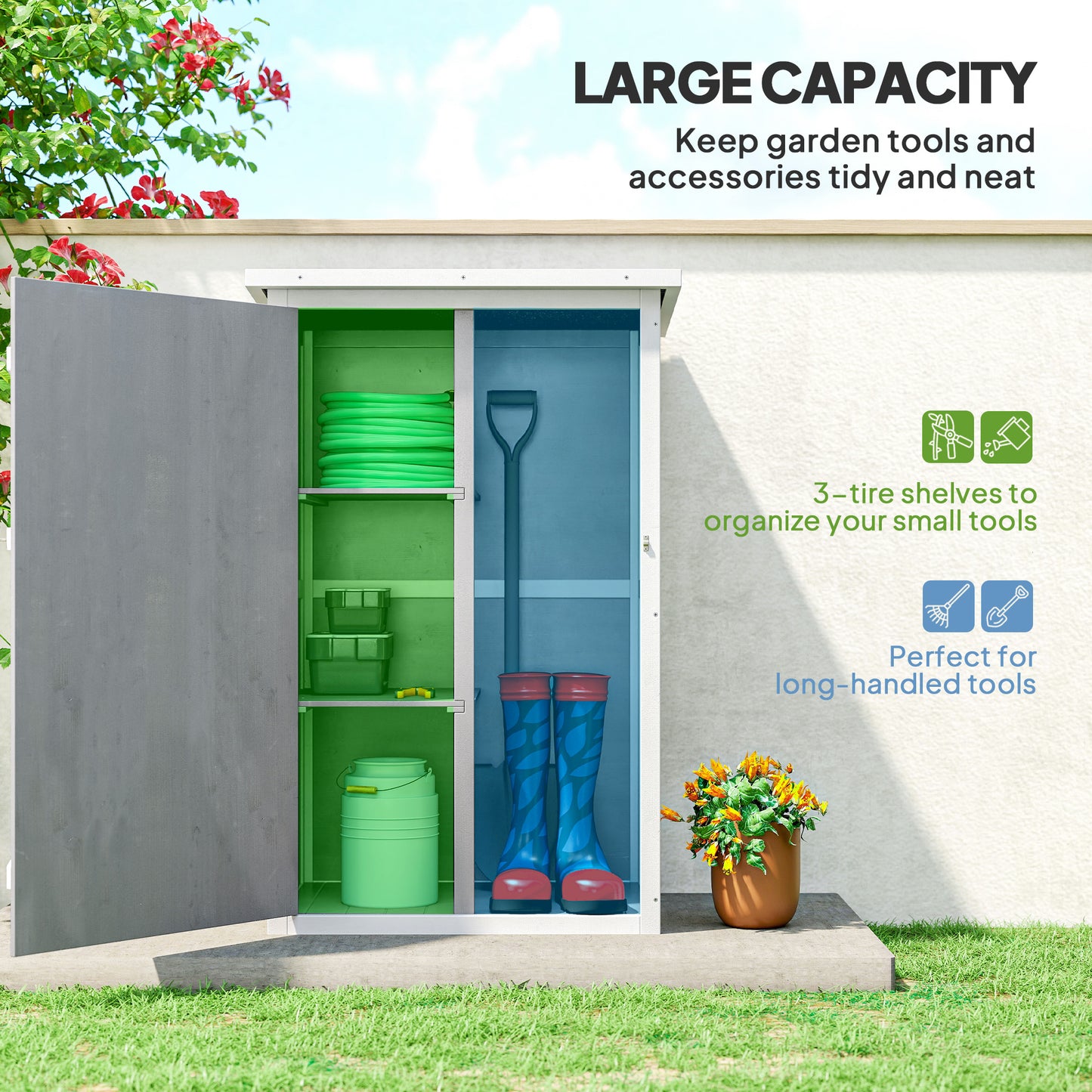 Wooden Small Shed, Garden Storage Shed with Shelves and Bolt Latch
