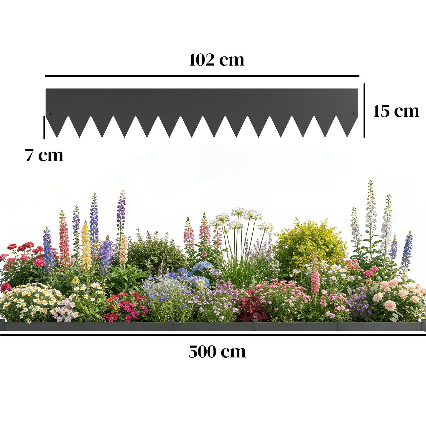 5pcs Garden Fence, Metal Picket Fence Panels, 102x15cm