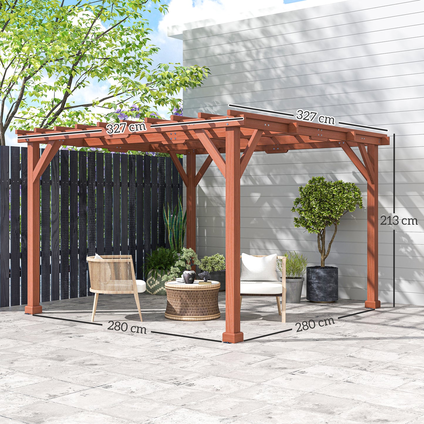 3.3 x 3.3 m Wooden Pergola Kit