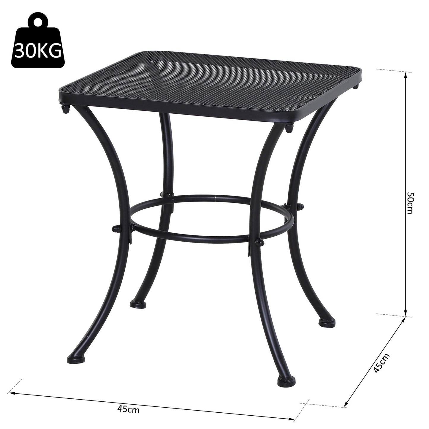 Square Garden Metal Bistro Table Outdoor Patio Coffee Side Desk
