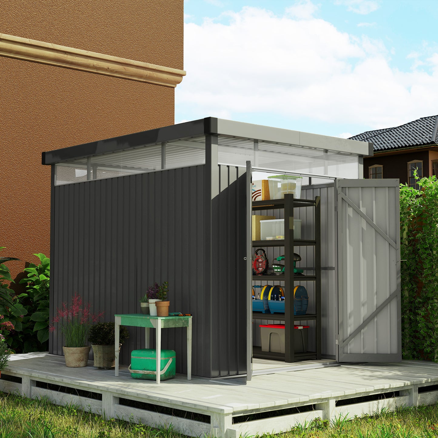 5.3 x 8.5ft Galvanised Steel Garden Shed