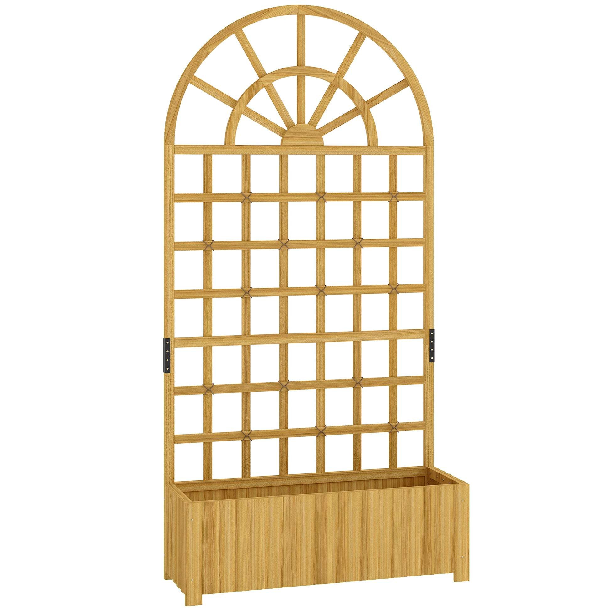 Wooden Raised Planter with Trellis