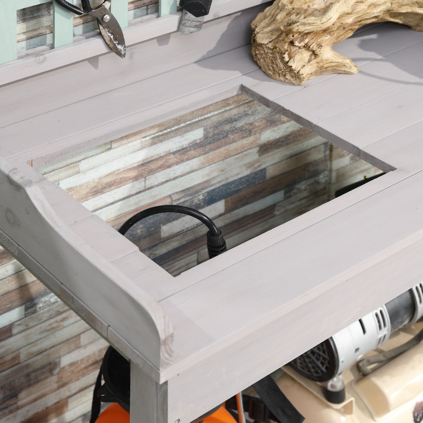 Garden Potting Table with Sink, Blackboard and Drawer
