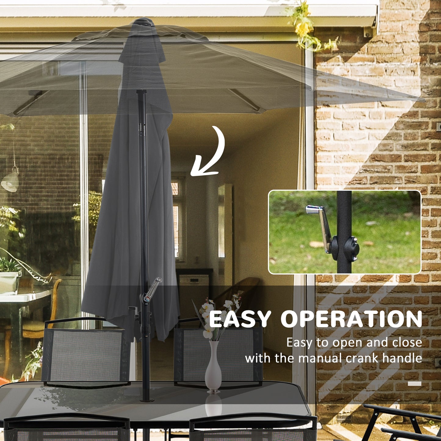 Eight-Piece Garden Dining Set, with Chairs, Table and Parasol
