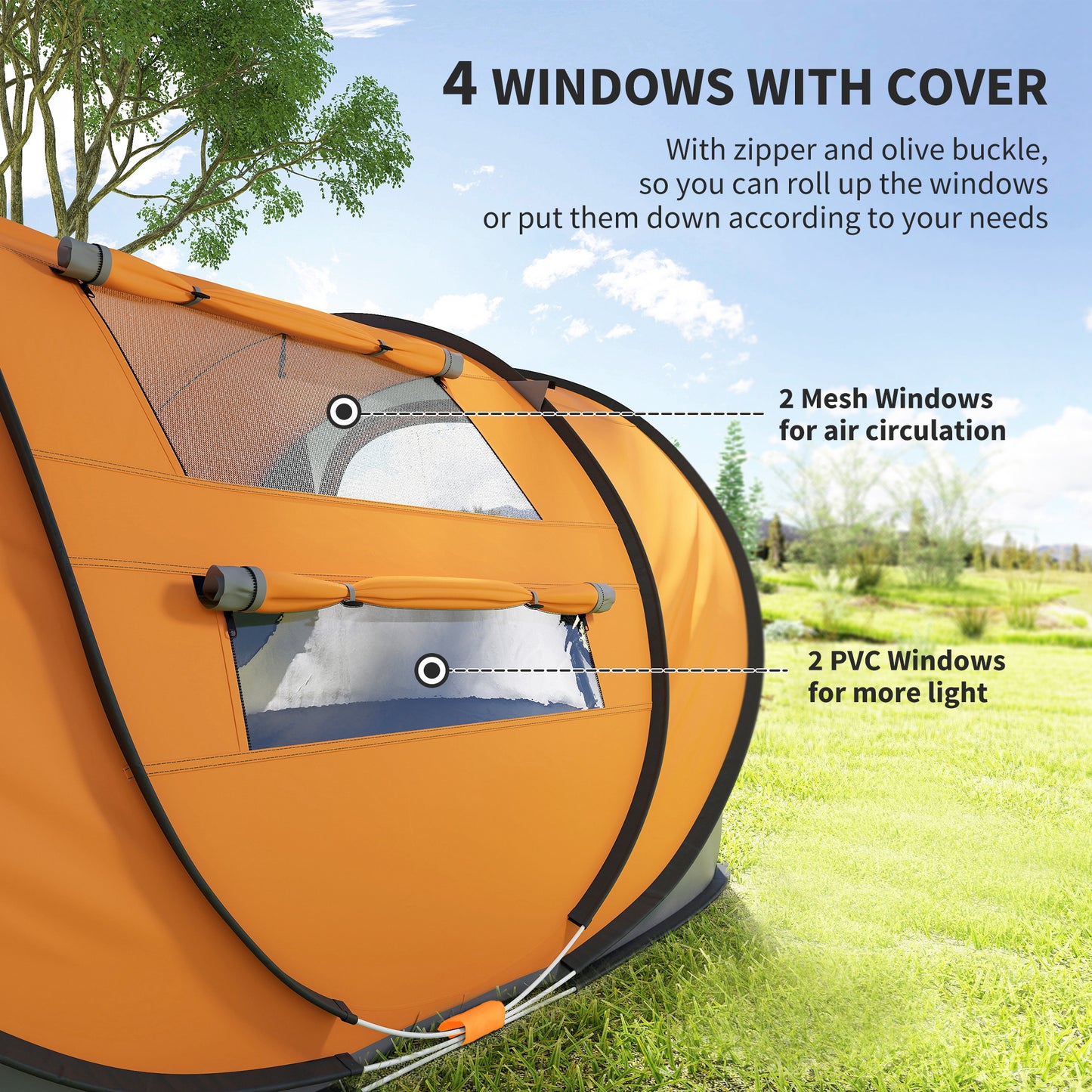 4 Person Pop-up Camping Tent Family Tent with Ground Sheet