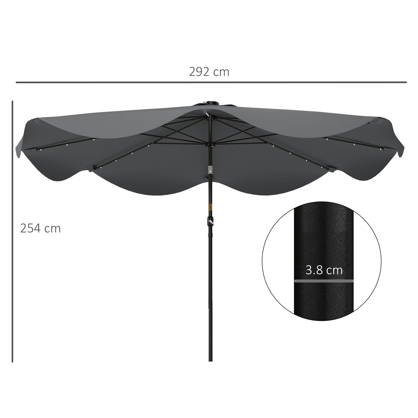 Solar Patio Umbrella with LED and Tilt