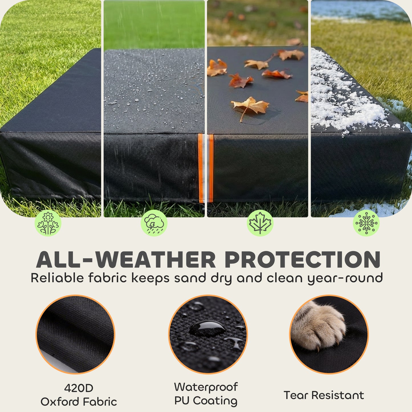 Sandbox Cover, Square Sandpit Cover Waterproof Dustproof UV