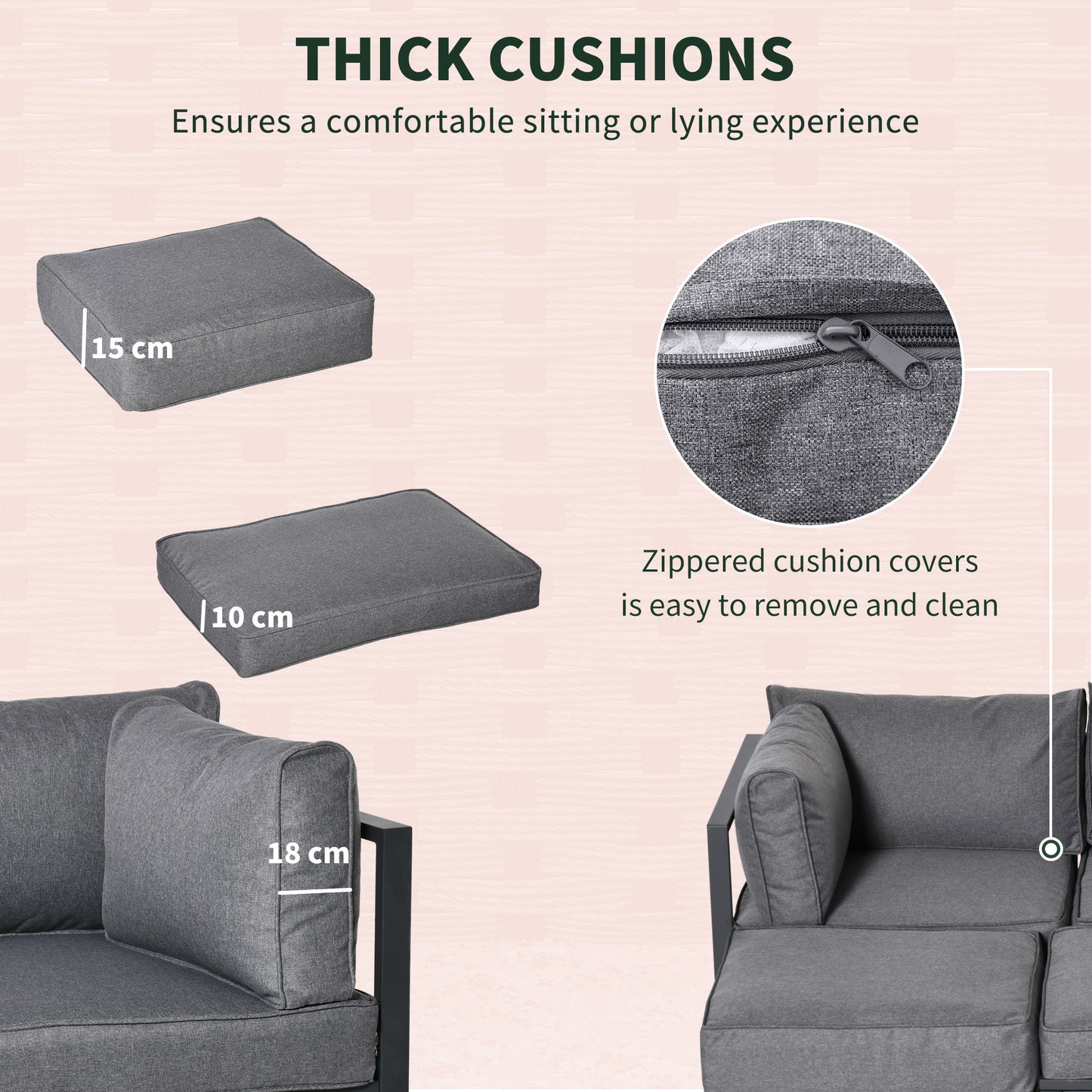 6 Piece Outdoor Couch, Sectional Sofa Set