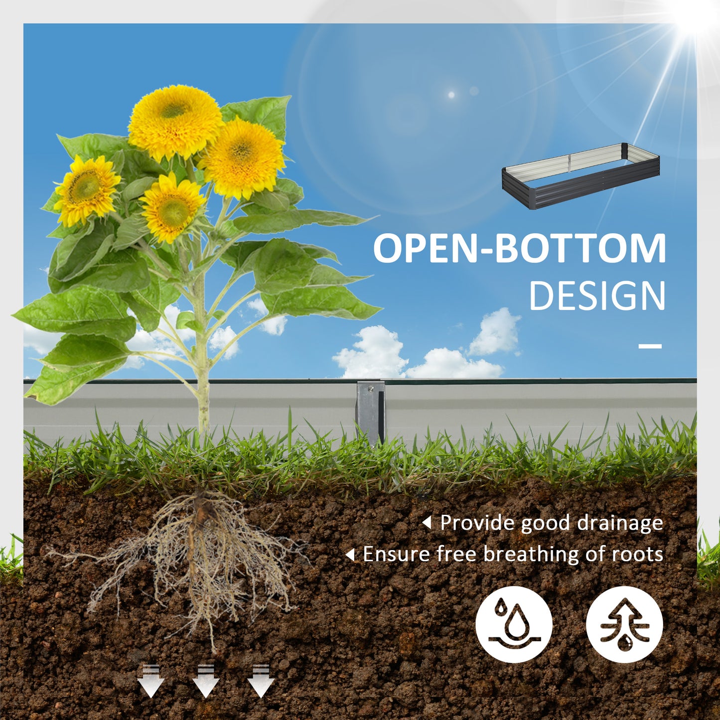Metal Raised Garden Bed Planter Box Outdoor Planters (1)