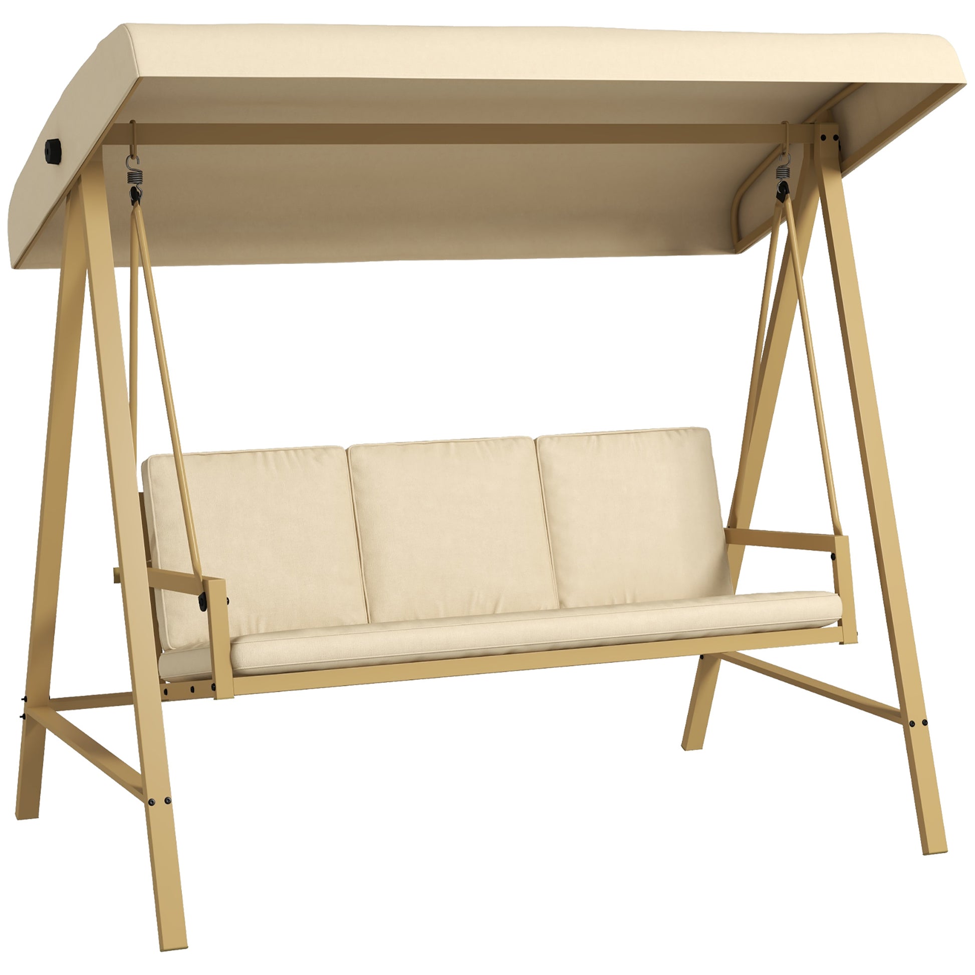 Three-Seat Garden Swing Chair, with Adjustable Canopy