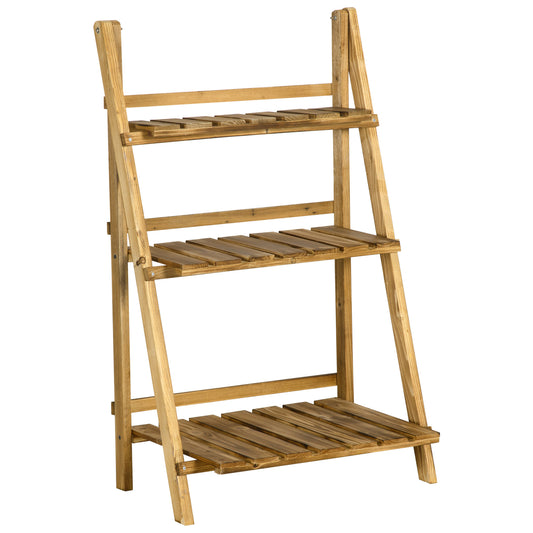 Wooden Folding Flower Pot Stand 3 Tier Garden Planter Display