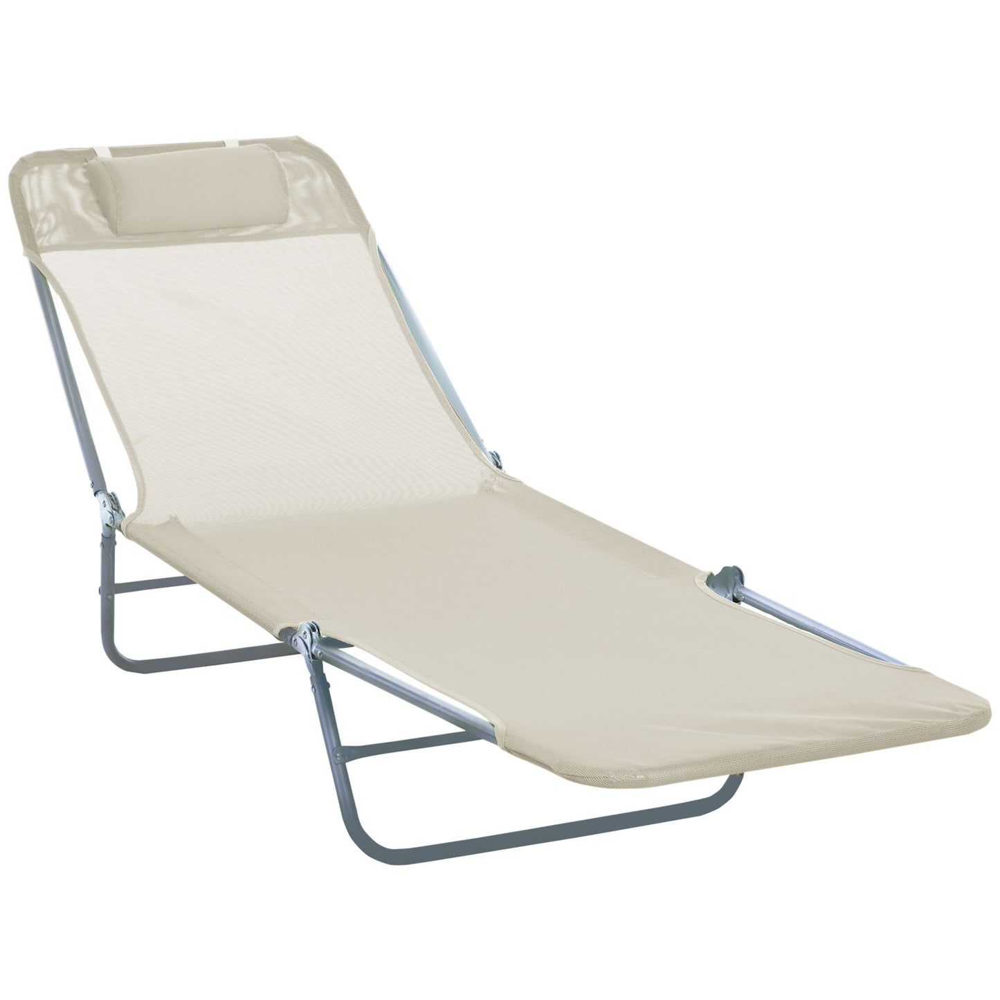 Folding Sun Lounger, Texteline Reclining Sun Bed