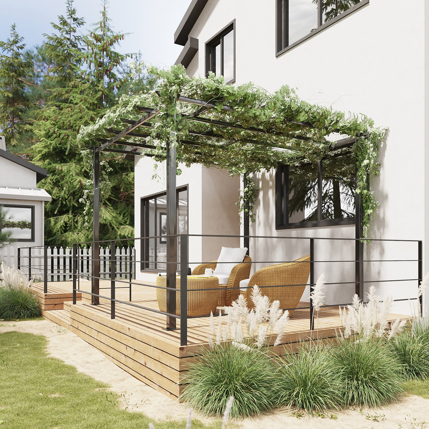3 x 3 Meter Metal Pergola Garden Gazebo Grape Trellis