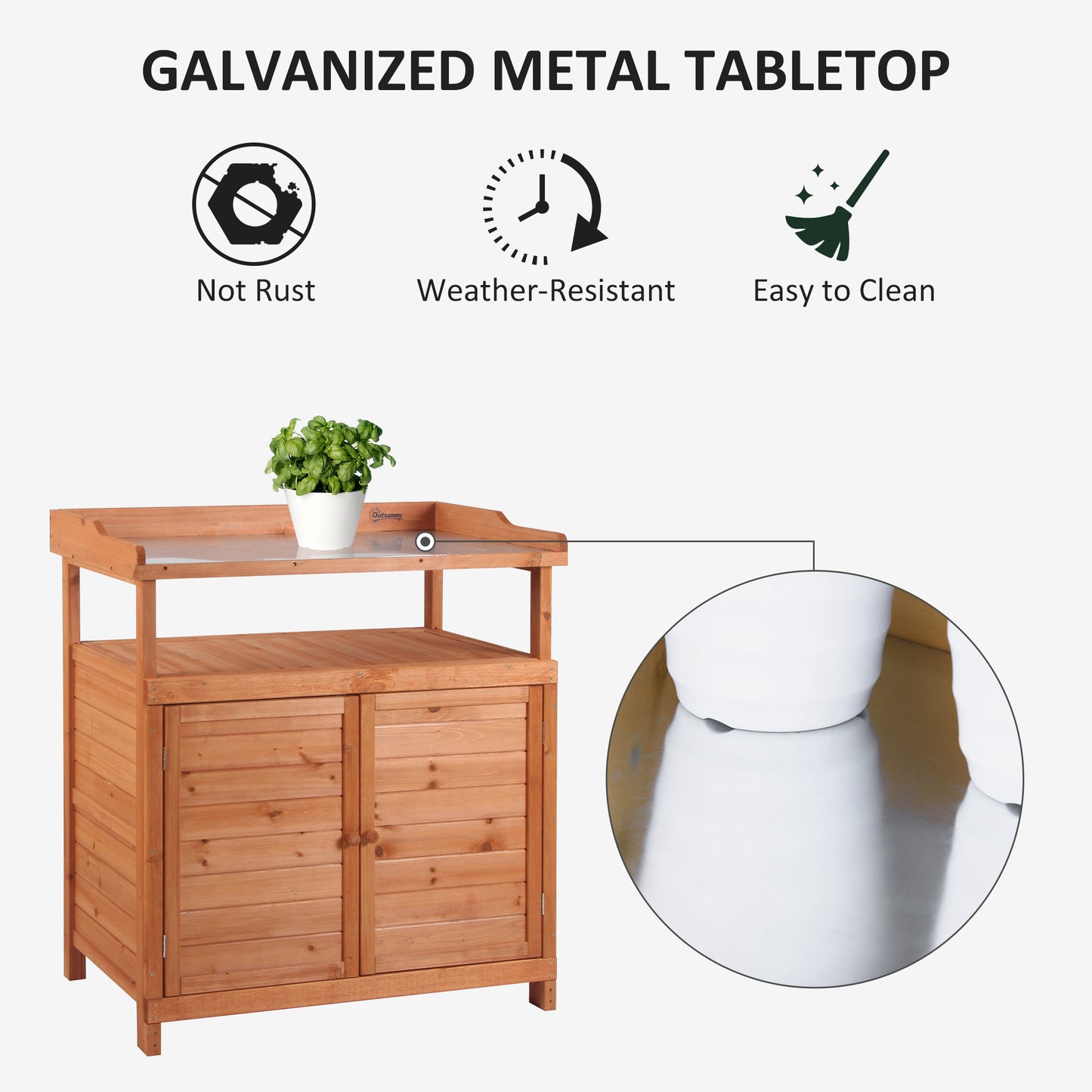 Multi-function Potting Bench Table w/ Storage Cabinet
