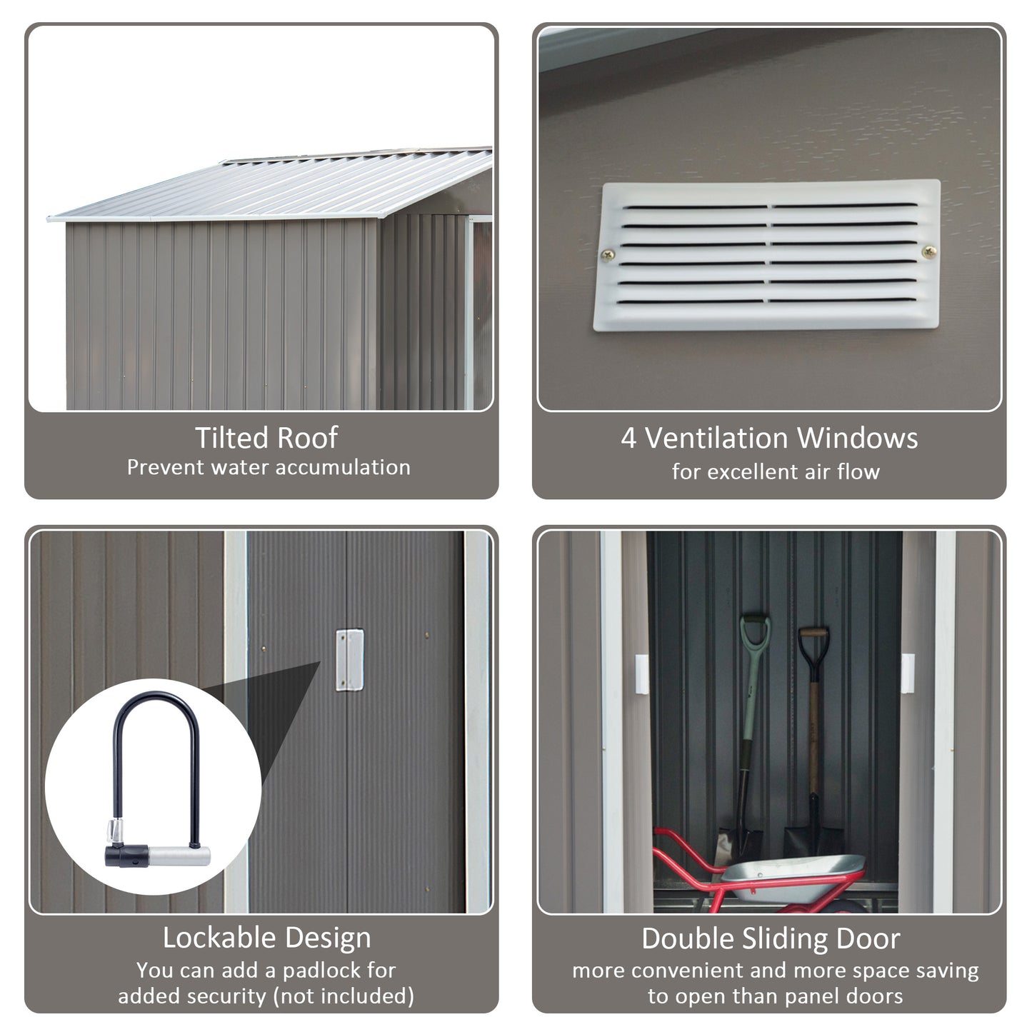 9 x 6FT Outdoor Garden Roofed Metal Storage Shed Tool Box