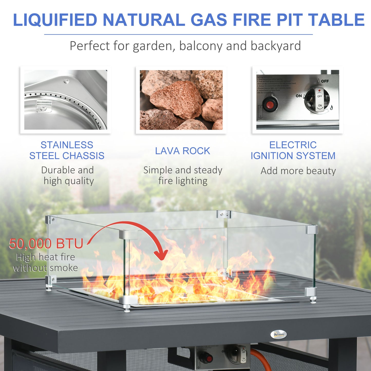 6-Piece Aluminium Garden Furniture Set with Fire Pit Table