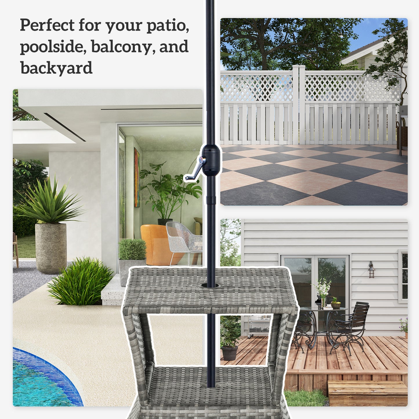 Outdoor Patio Rattan Wicker Coffee Table Bistro Side Table w/