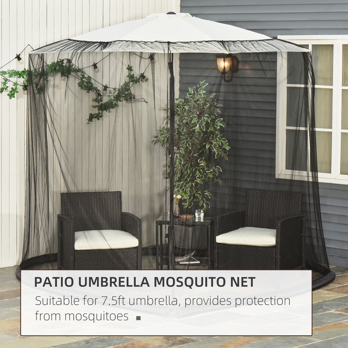2.3m Umbrella Table Screen Outdoor Patio Cover Mosquito Insect Net